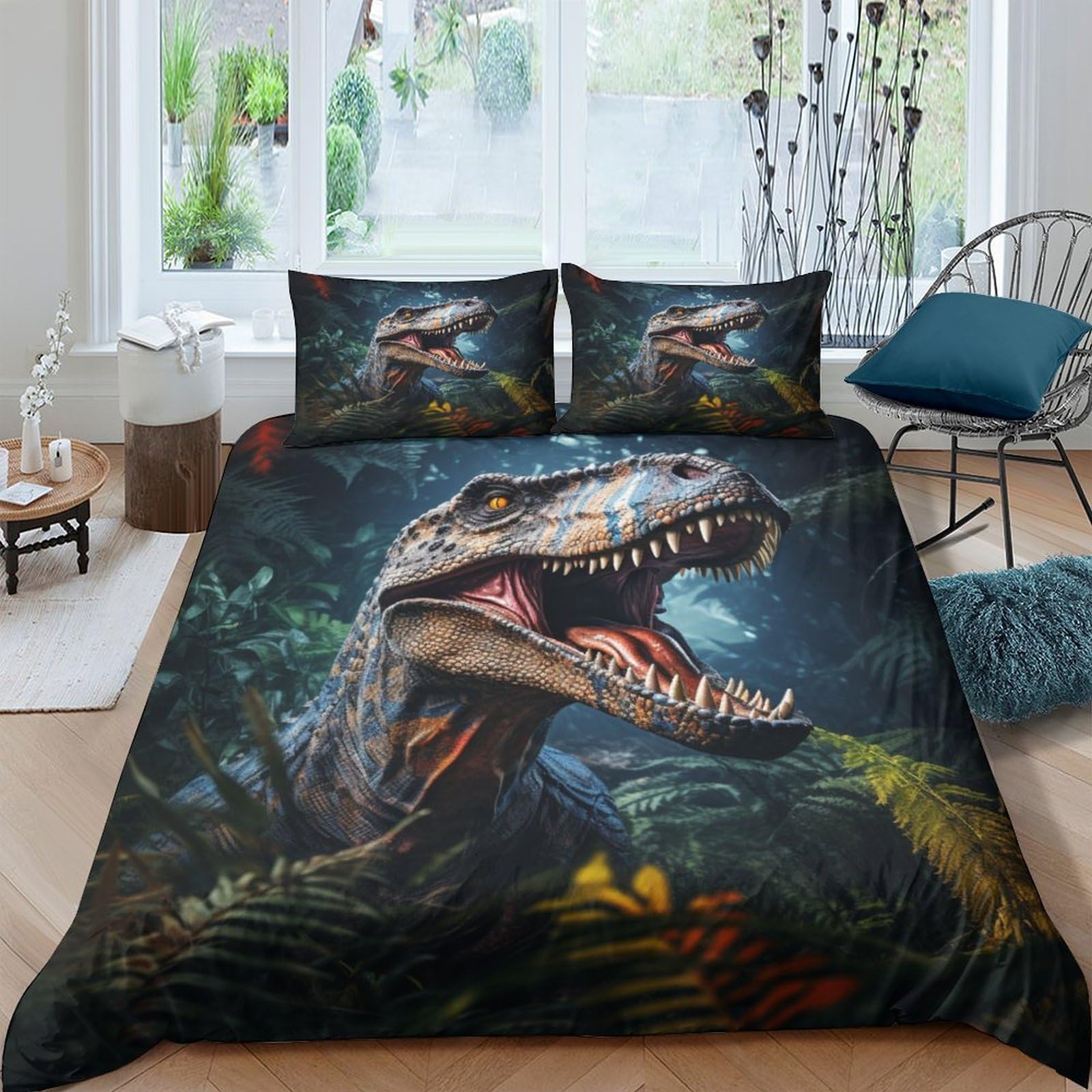 Housse de couette Tyrannosaure 3D pour créer une ambiance jurassique dans la chambre des enfants