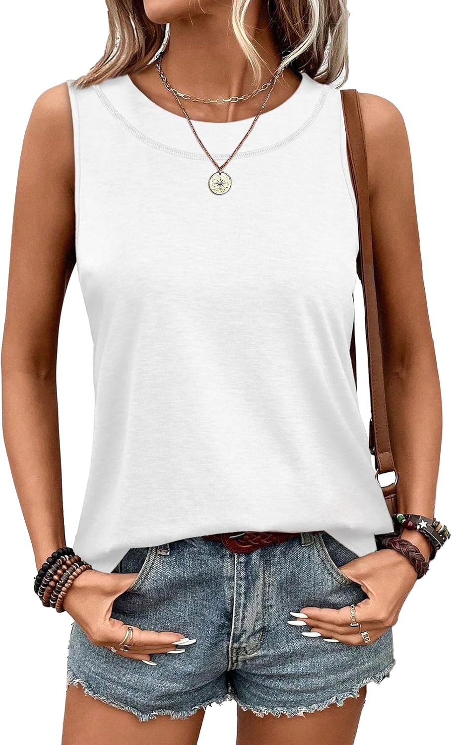 Tank Tops for Women Summer Outfits 2026 Crewneck Spring Casual Sleeveless Shirts Blouses Clothing