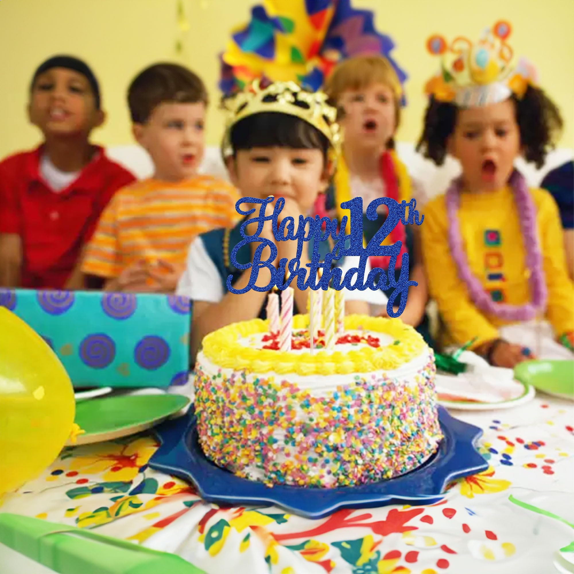 Gyufise 1Pc Happy 12th Birthday Cake Topper Glitter 12th Birthday Cake Pick Cheers to 12 Years Old Sweet 12 Cake Decorations for 12th Birthday Wedding Anniversary Party Supplies 3
