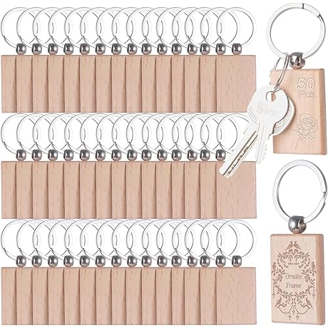 Round Wooden Keychains Blanks for Personalized DIY Crafts (50 Pcs)