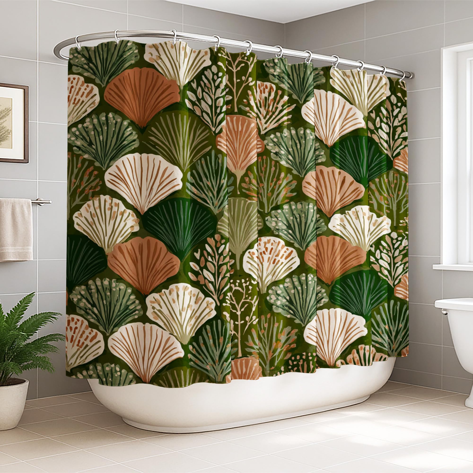 Rideau de douche extra large pour l'appartement : décor floral et nature d'automne