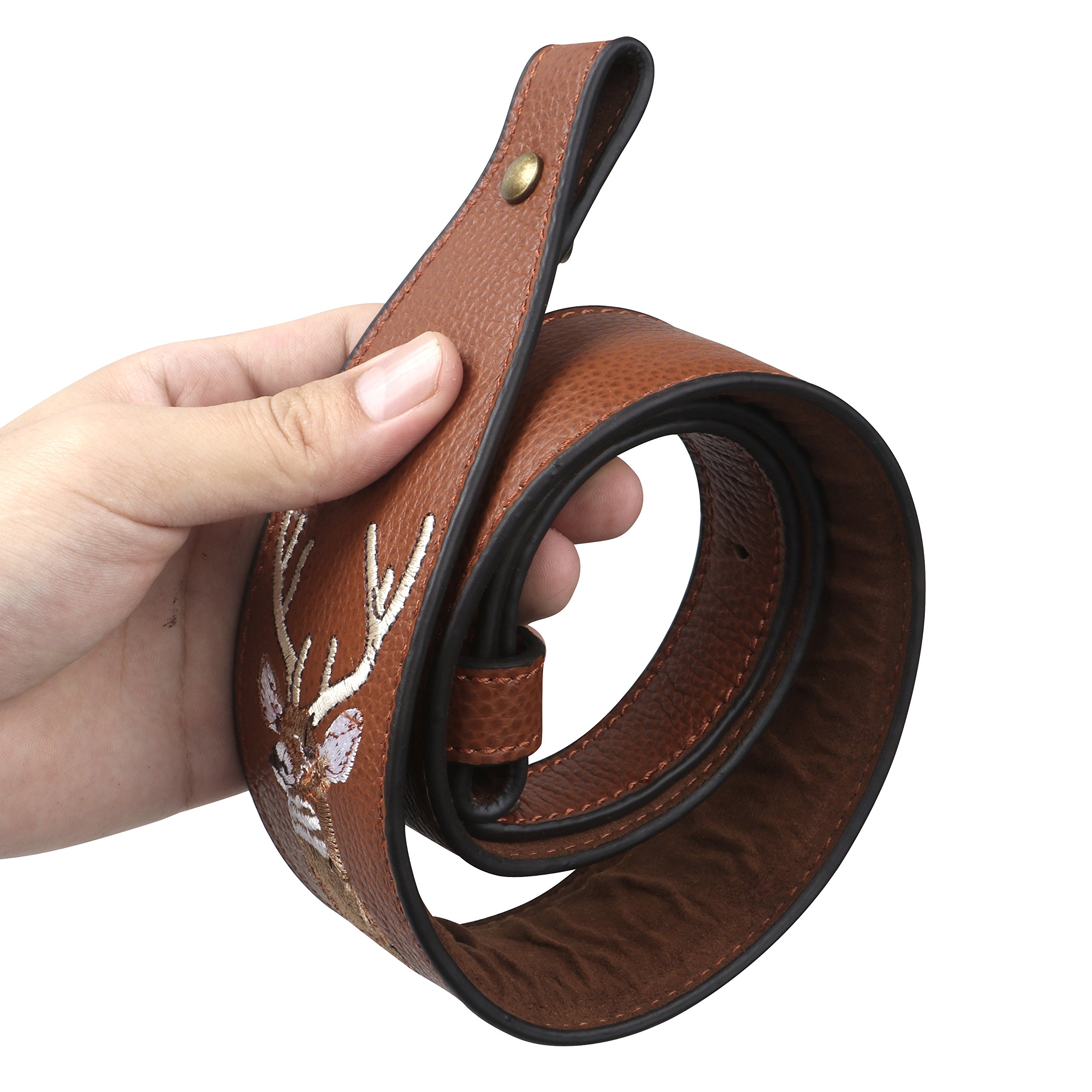 TOURBON Accessori per la Caccia Cinghia in Pelle di fucile con Ricamo