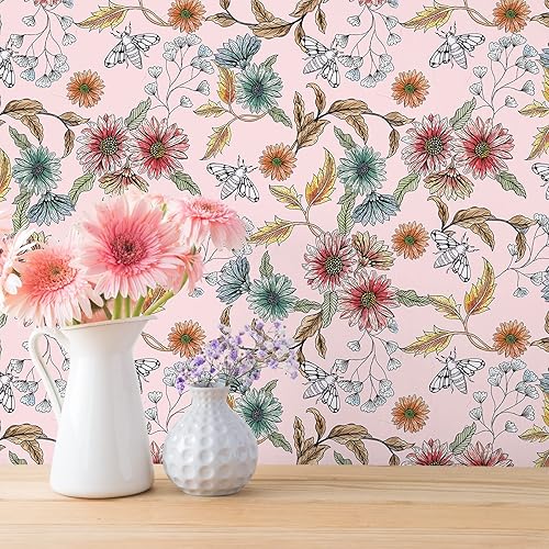 Miniatura 2 de VEELIKE Buzzing Bees Daisy - Papel tapiz floral de margaritas removible para dormitorio, habitación de niñas, guardería, 17.7 x 118 pulgadas, papel
