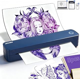 Impresora Portátil Impresora de Tatuajes 2 En 1 | Compatible con Papel Térmico A4 A5 Compatible con Android iOS Windows Ordenador Incluye 5 Hojas de Tatuajes Temporales