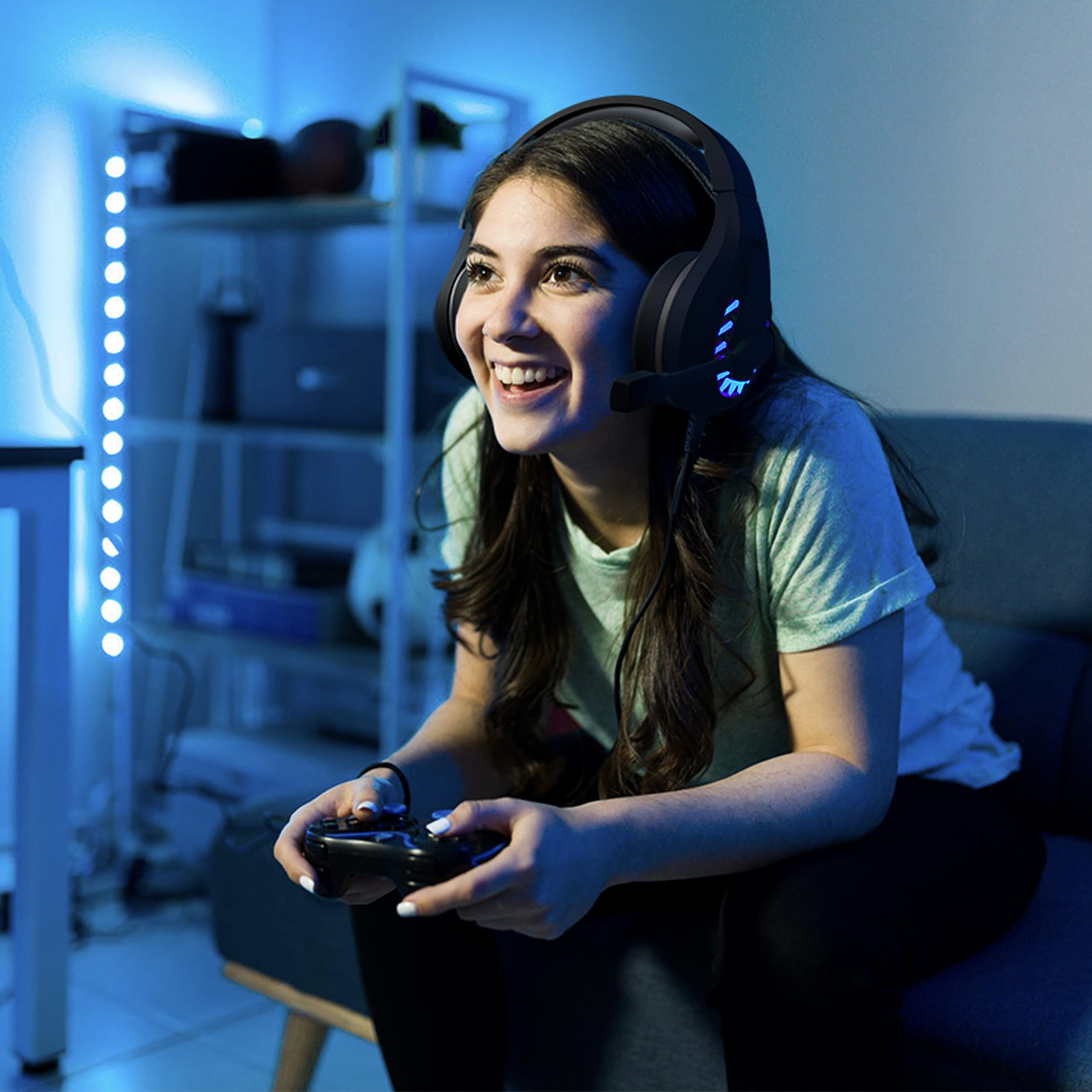 Orzly Gaming Headset for PC and Gaming Consoles compatible with PS5, PS4, XBOX SERIES X | S, XBOX ONE & Steam Deck with noise cancelling mic - RXH-30 Abyss Edition GIFT BOX Edition — view 7