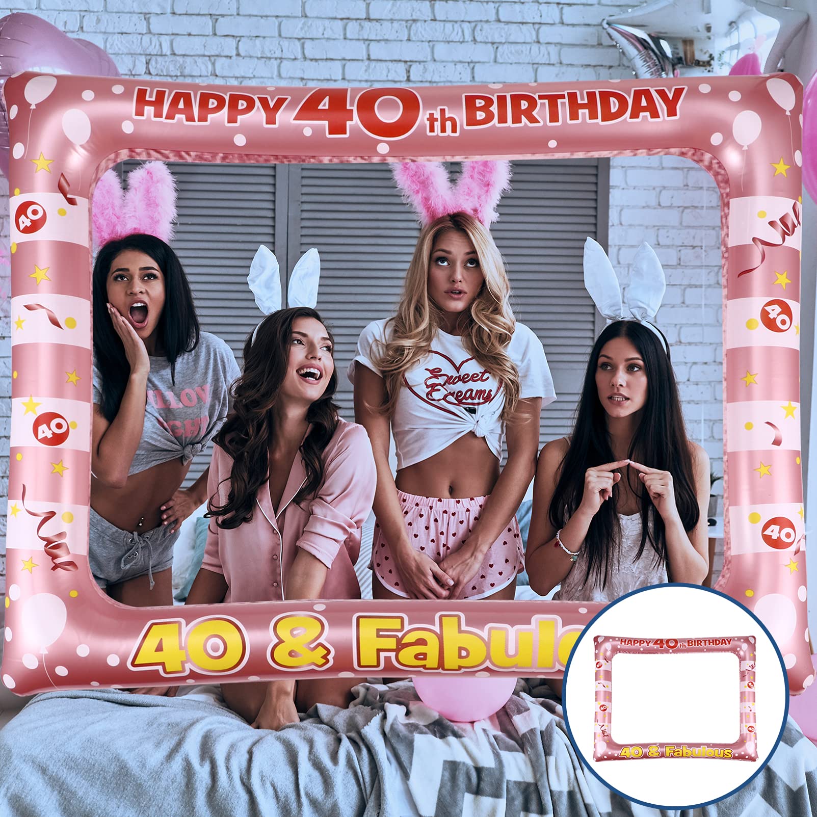 Cadres pour 40e anniversaire - Cadre gonflable pour selfie - Accessoires pour anniversaire, mariage, fête de remise de diplôme, fournitures de fête