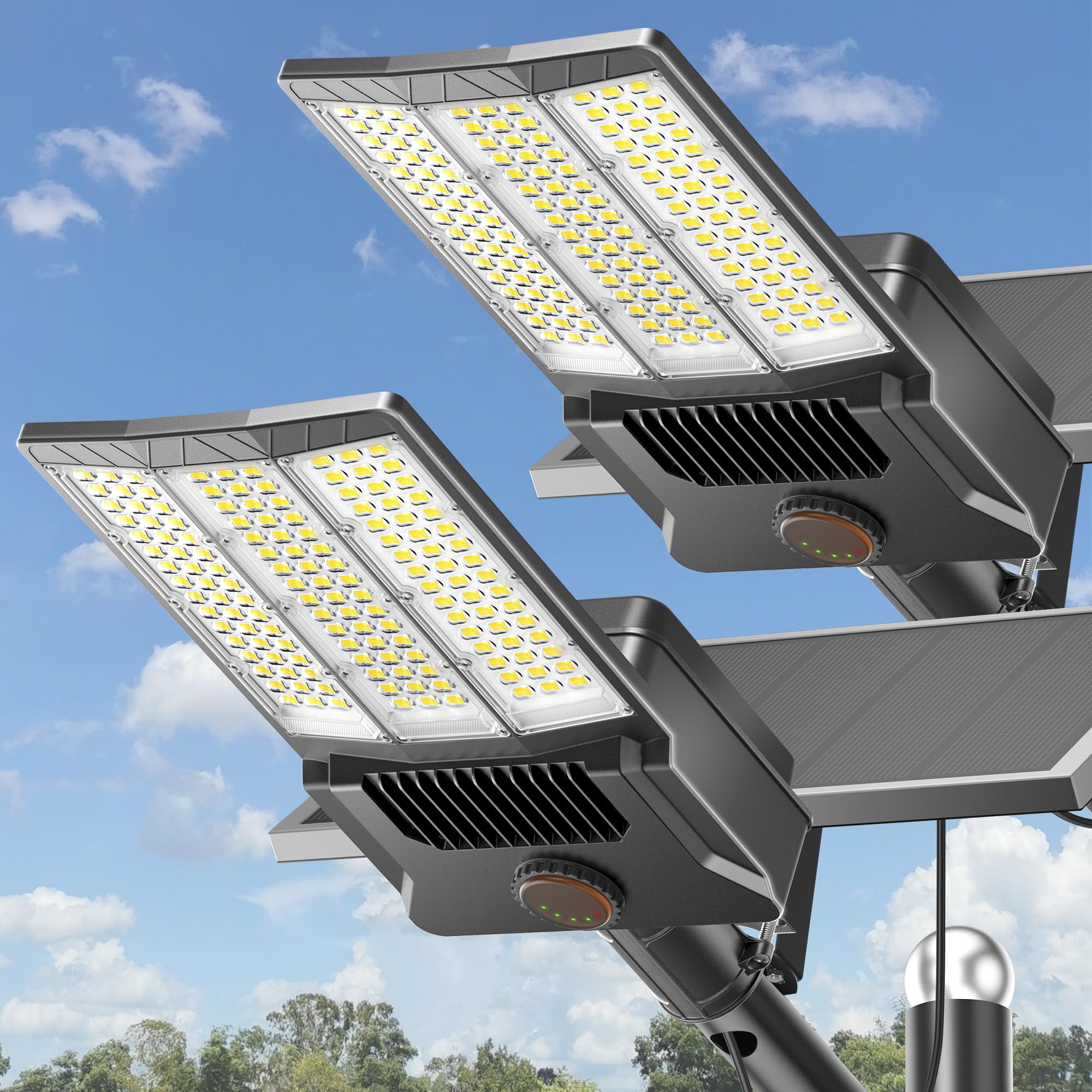 Deepn Solar Street Lights 10000W Commercial Grade Aluminum Parking Lot Lights LED Security Flood Light with Motion Sensor