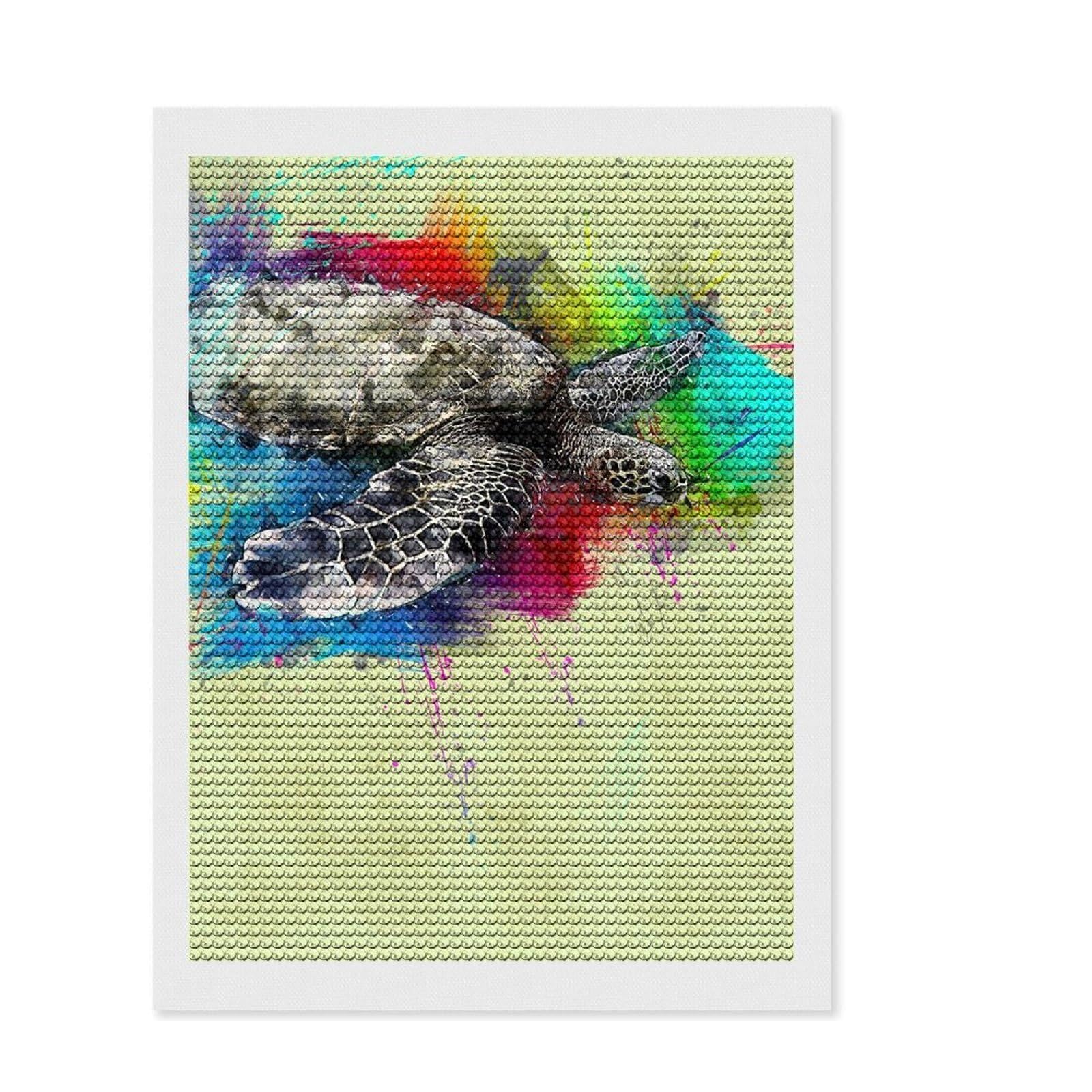 Junmoney Sea Turtle 137 Diamond Art Kit 12"x16", Easy to Follow Symbols, Complete Accessories, Relaxing DIY Hobby, Home Wall Decor