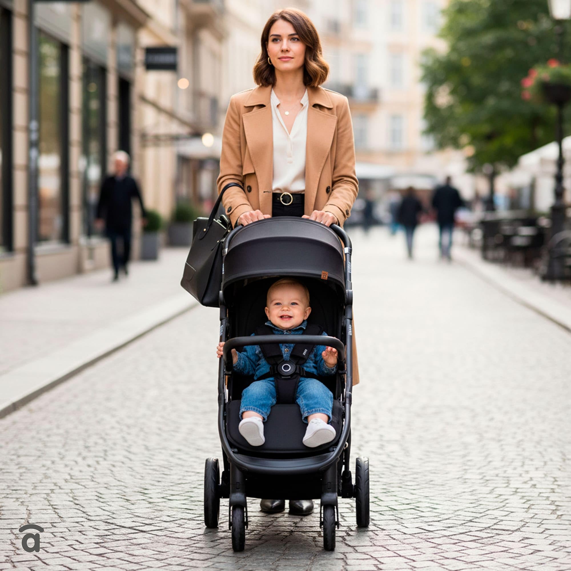 Asalvo KIBU Silla de Paseo, Carrito bebé, Carro para bebés, Confortable, Ultraligera, Segura, Capota con Ventana y Freno Trasero, Manejable, Plegado compacto, Carga Máxima 24 kg, Negro