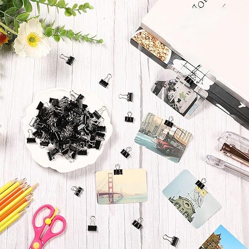 Miniatura 3 de Jetec 500 clips negros para carpeta, abrazaderas de papel medianas, clips de metal negro para profesores, estudiantes, niñas, niños, aula, negocios,