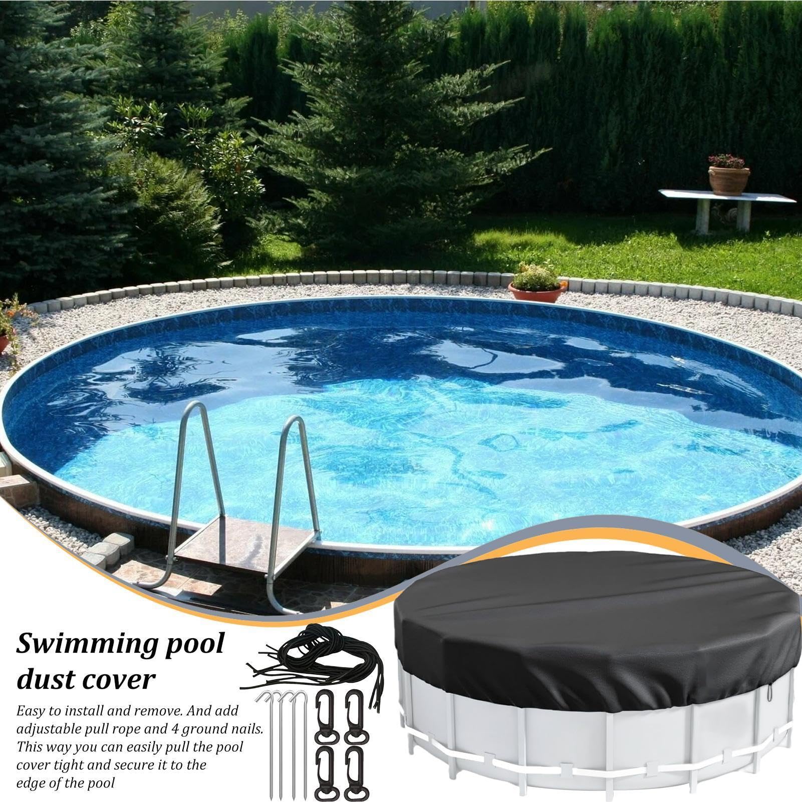 Trappola rotonda per piscina | Copertura impermeabile per piscina, patio, spa, campeggio, casa, cortile, giardino, patio