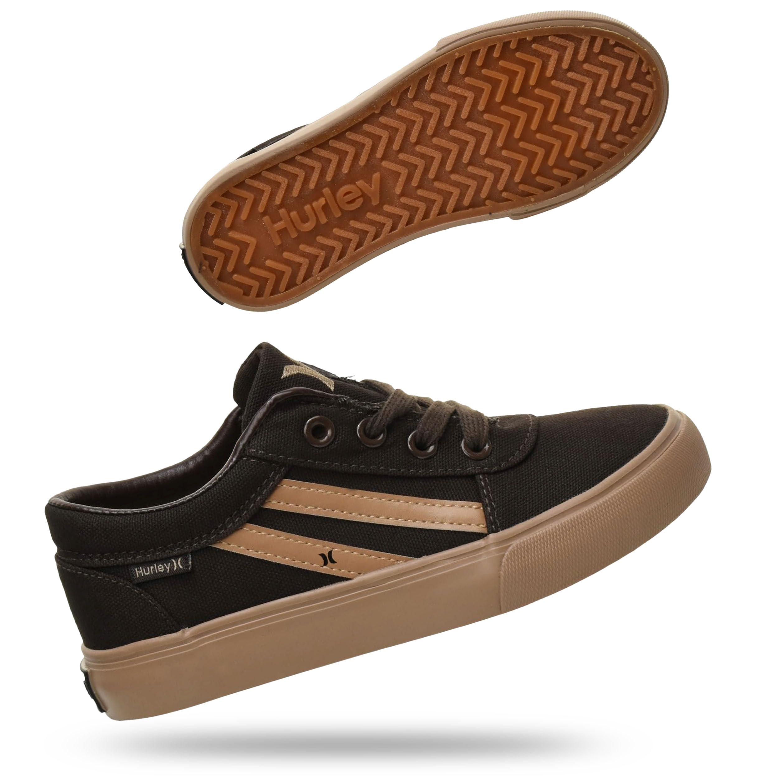 Hurley Boardy Kids Lace Up Canvas Sneakers – Low Cut Skateboarding Shoes for Kids, Sports Shoes for Boys and Girls