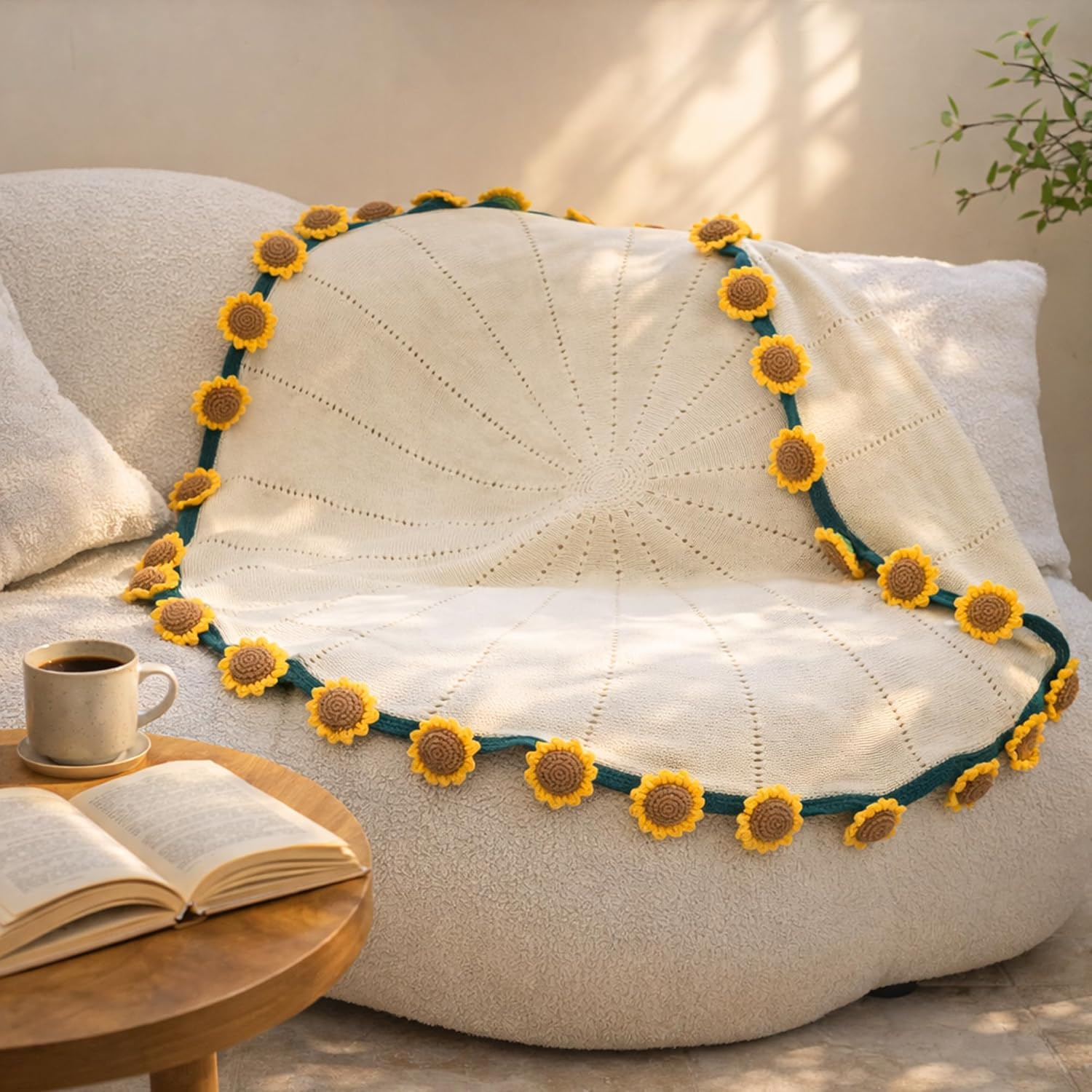 Get Well Gifts for Women, Sunflower Flower Bouquet Blanket Gift Basket, Encouraging Care Package for Her, Thank You & Thinking of You Gifts, Cozy Throw with Mug Candle Socks (Sunflower Bloom)