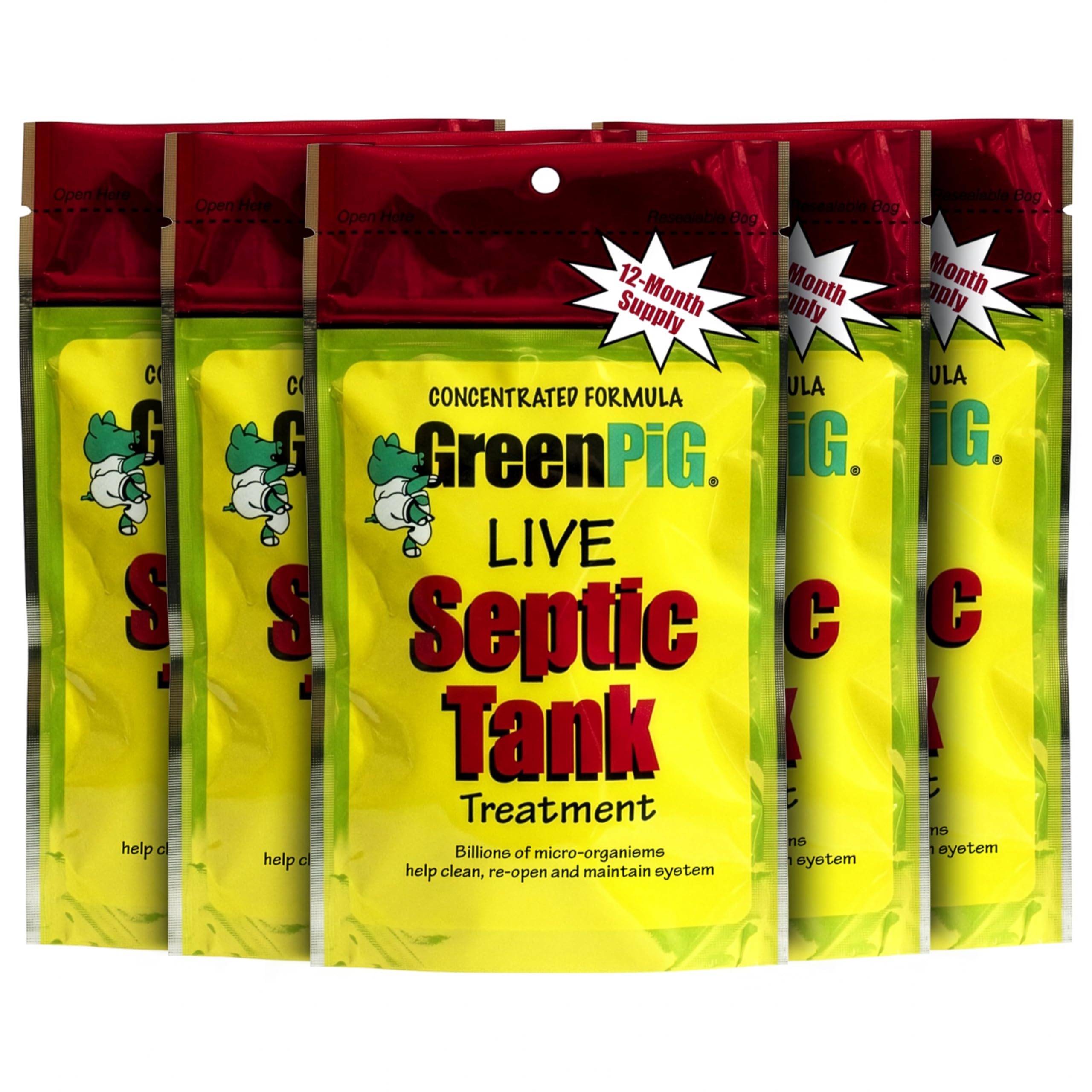 Septic Tank Treatment Packets – Septic-Safe Enzyme Treatment for Preventative Maintenance, Helps Prevent Clogs & Odors, 5-Year Supply (20 Packets)
