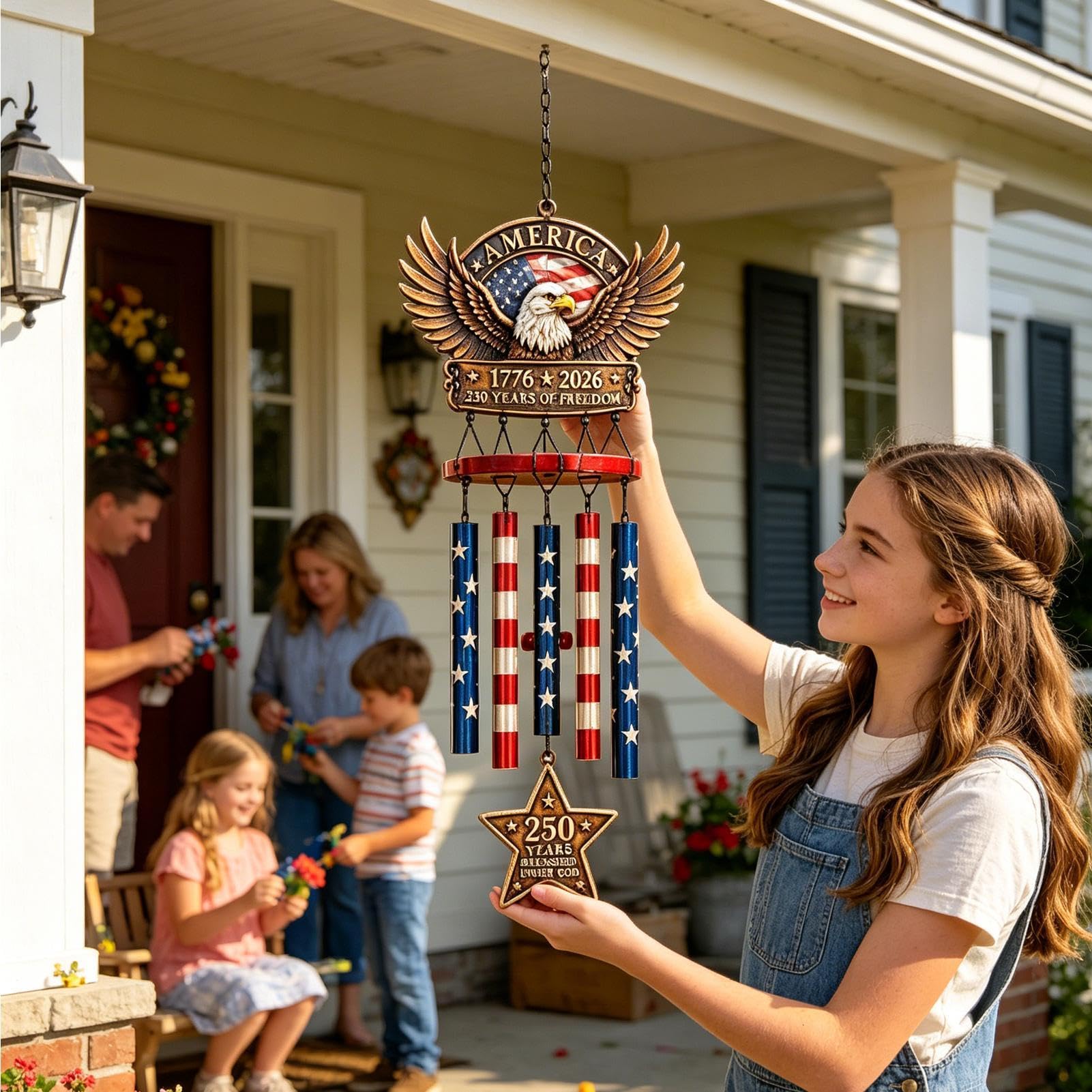 Patriotische Windglocken für draußen Patriotische -Dekoration mit Stern | Amerika 250. Windspiel Für , , Zuhause, Innenbereich, Badezimmer, Party, Feiertag und Geburtstag