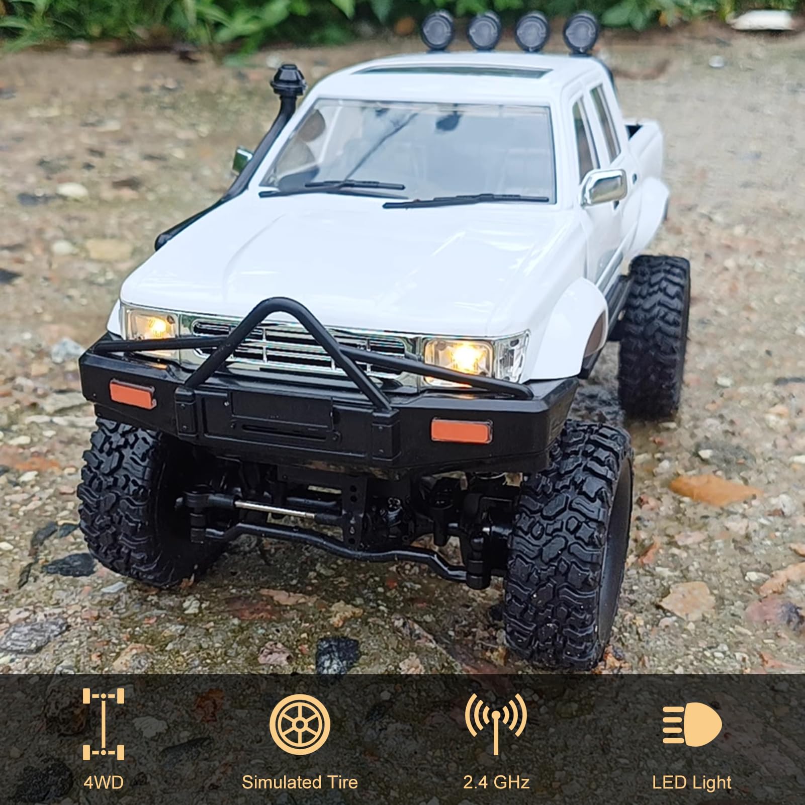 Dodoore RC Rock Crawler WPL C64-1 RC Truck, 1:16 Scale 2.4GHz Remote Control Truck, 4WD All Terrain Off-Road RC Crawler with LED Lights and 2 Rechargeble Batteries for Adults (Red)