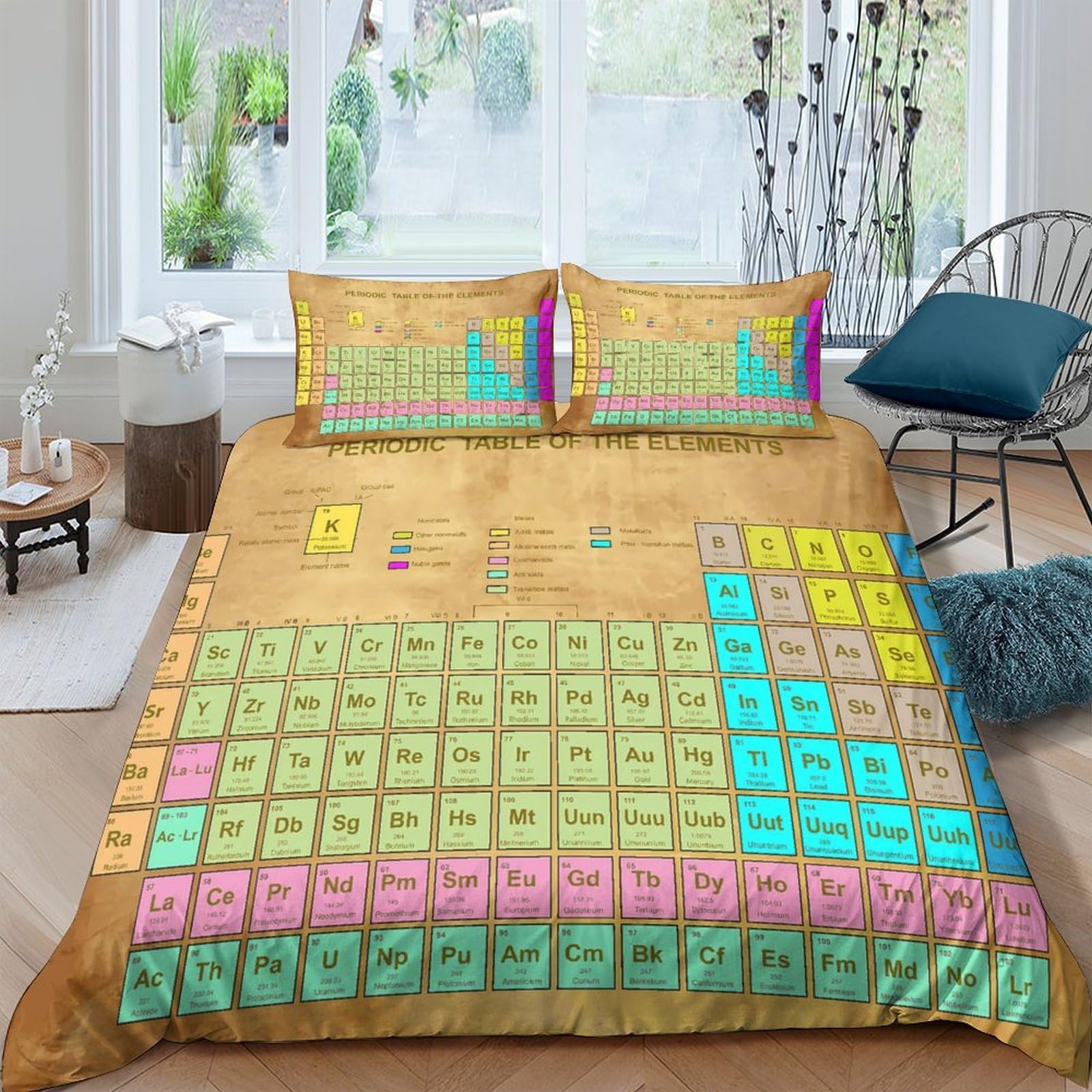 Ctjqhvkz Style-7 3D Printed Periodic Table Fitted Sheet Microfiber Anti-Slip Colorful Elements Bed Sheet For Bedroom Dorm Mattress Protection Decor Single（135X200cm）