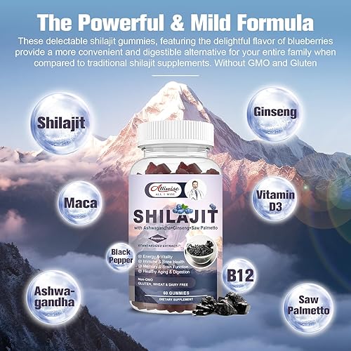 Miniatura 3 de Shilajit - Gomitas para hombres y mujeres, 600 mg Shilajit Pure Himalayan Original Multi-Supplement, Shilajit Ashwagandha y alto en minerales traza