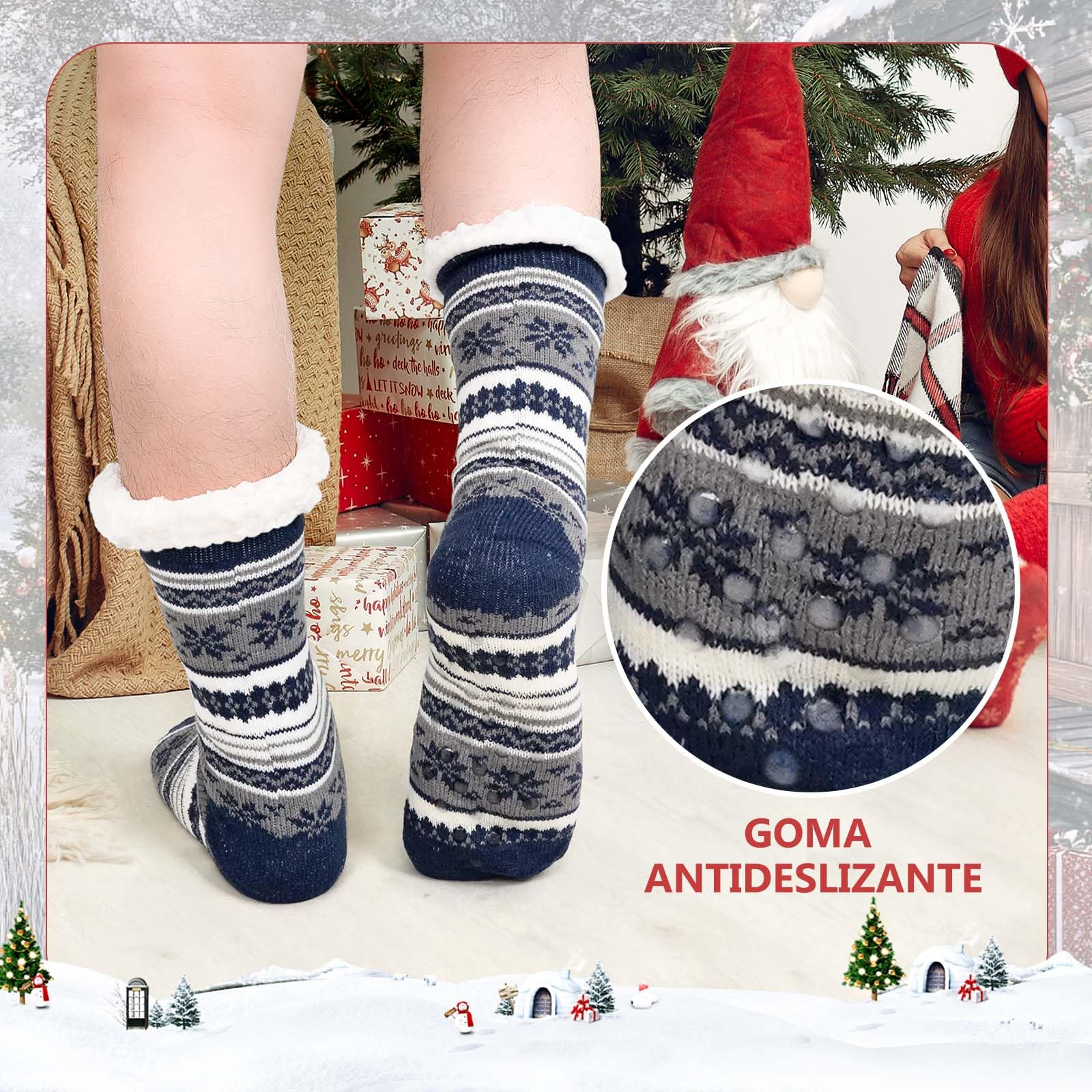 LOFIR Men's Fluffy Slipper Socks Thick Thermal Warm Winter Non-Slip Fuzzy Fleece Lined Soft Grip Cosy Novelty Stocking Christmas Gifts Bed Home 1 Pair Size 6-11