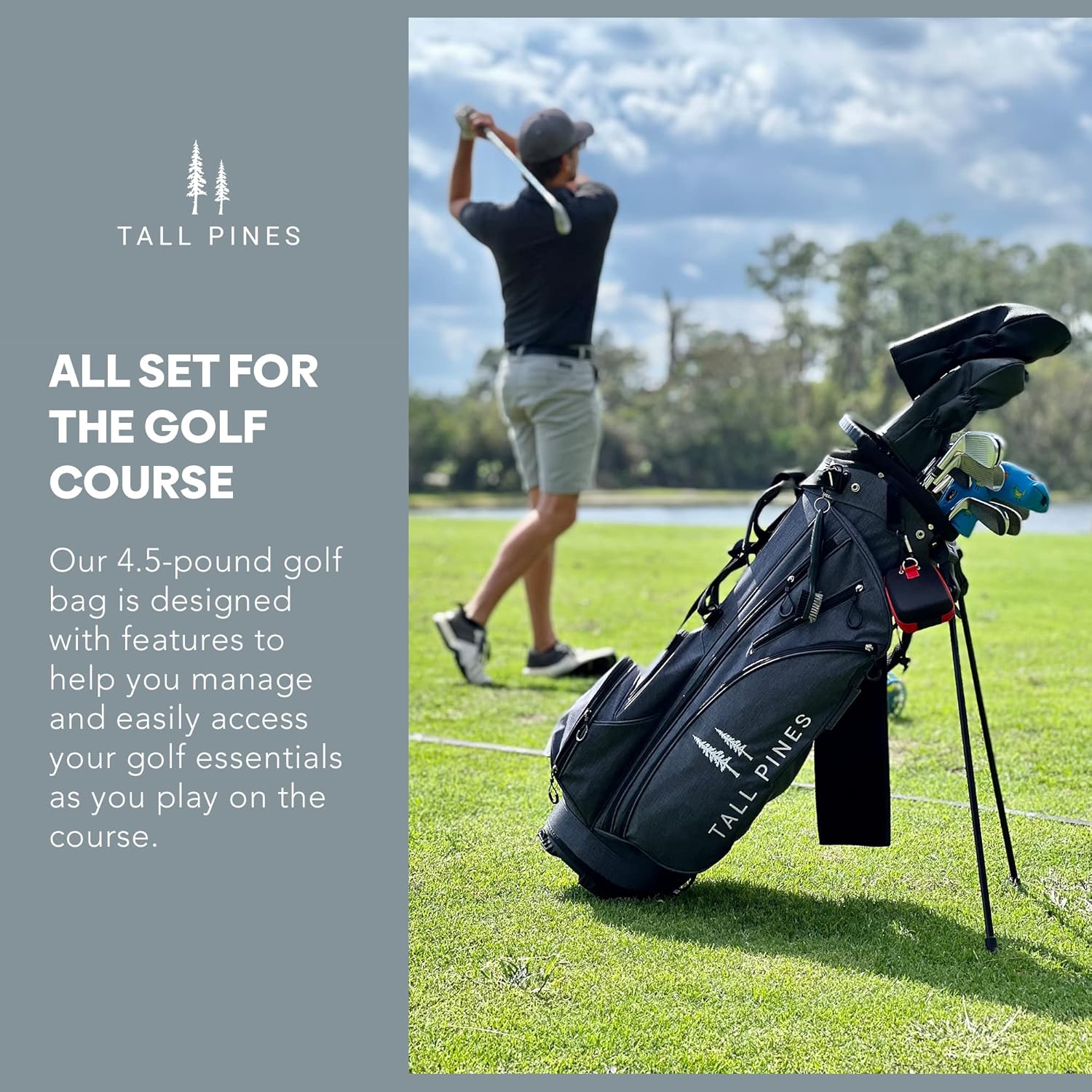 Tall Pines Golf Premium Canvas Hybrid Cart/Carry Stand Bag with Golf Accessories Bundle : Sports & Outdoors