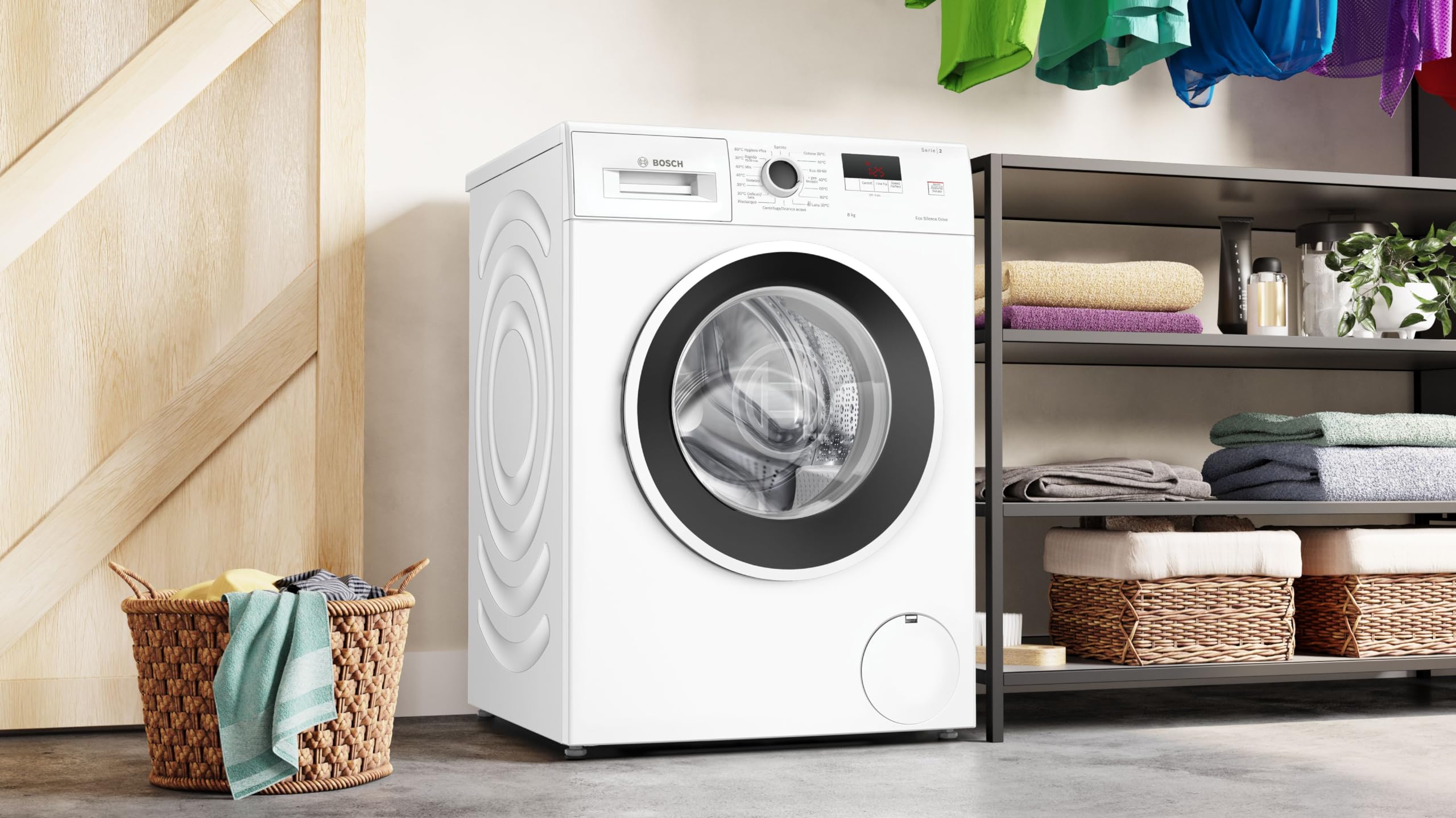 Bosch Elettrodomestici WGE03200IT Serie 2 - Lavadora de carga frontal, capacidad 8 kg, 1200 rpm, Hygiene Plus: lavado higiénico incluso a 40 °C, blanco, 60 cm