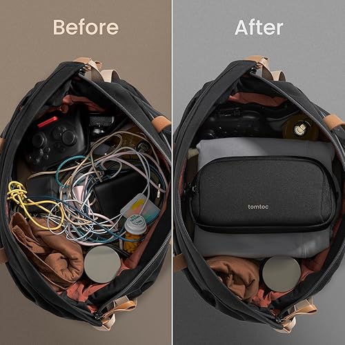 Vista 102 de tomtoc Estuche organizador de accesorios de viaje para electrónicos y cables, para teléfono, Airpods, unidad USB y artículos diarios y esenciales