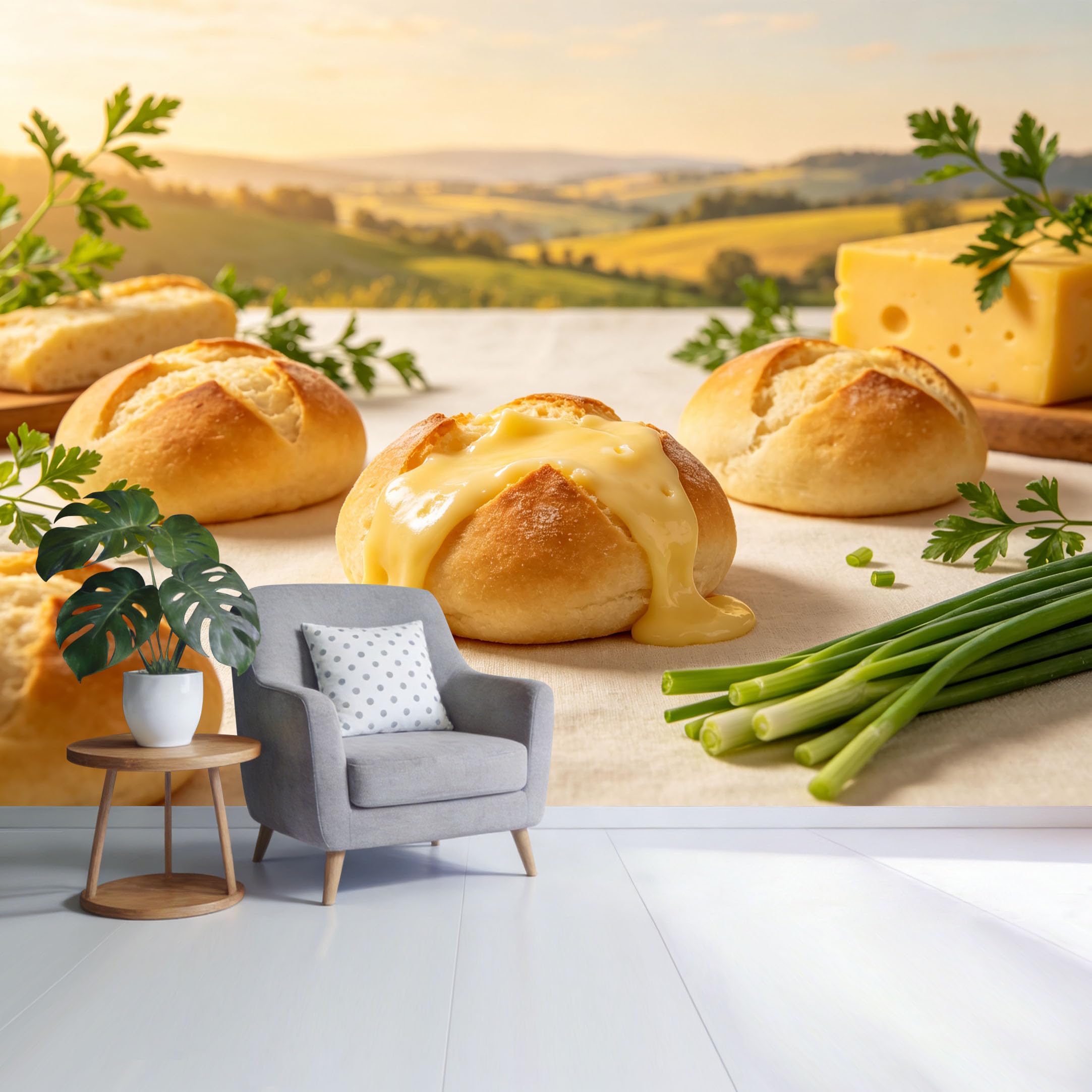 Custom Size Wall Mural Rustic Countryside Bakery Cheese Bread Landscape Food Photography Style SelfAdhesive Wall Fabric Removable Wallpaper for Home Office Decor