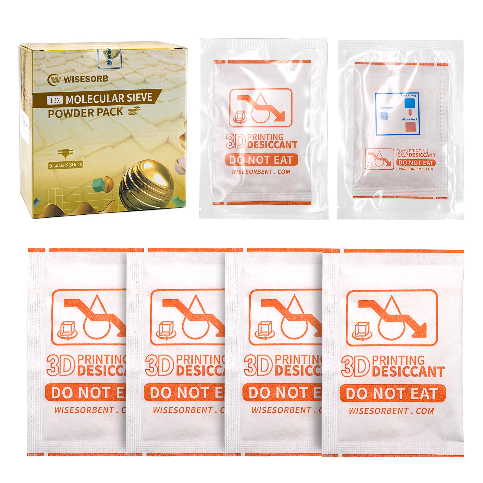 30Pcs 5 Gram 13X Molecular Sieve Powder Packs for 3D Printer Filament Storage, 3D Printer Filament Dryer