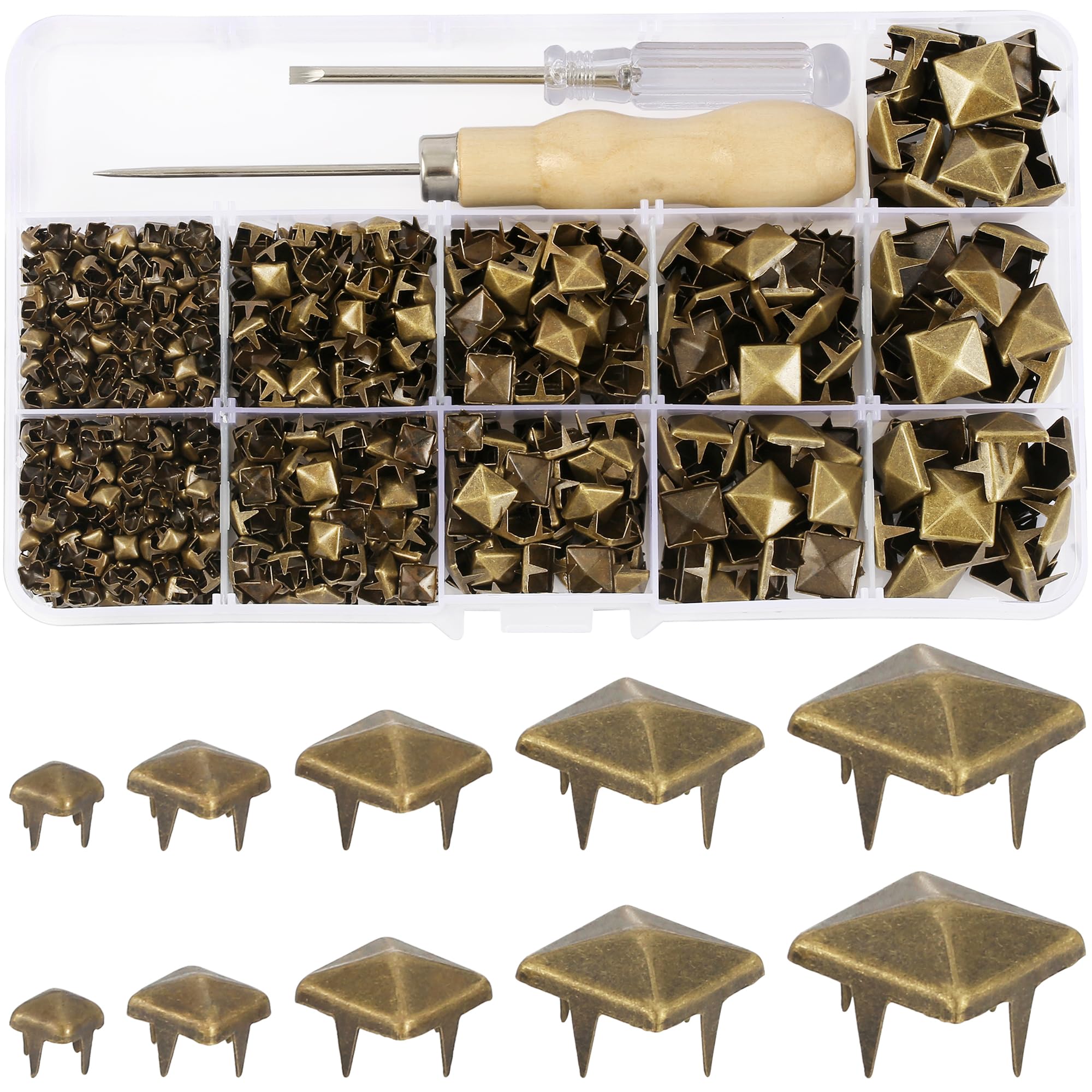 Amazon.com: YORANYO 968 Pcs Assorted Sizes Square Pyramid Studs