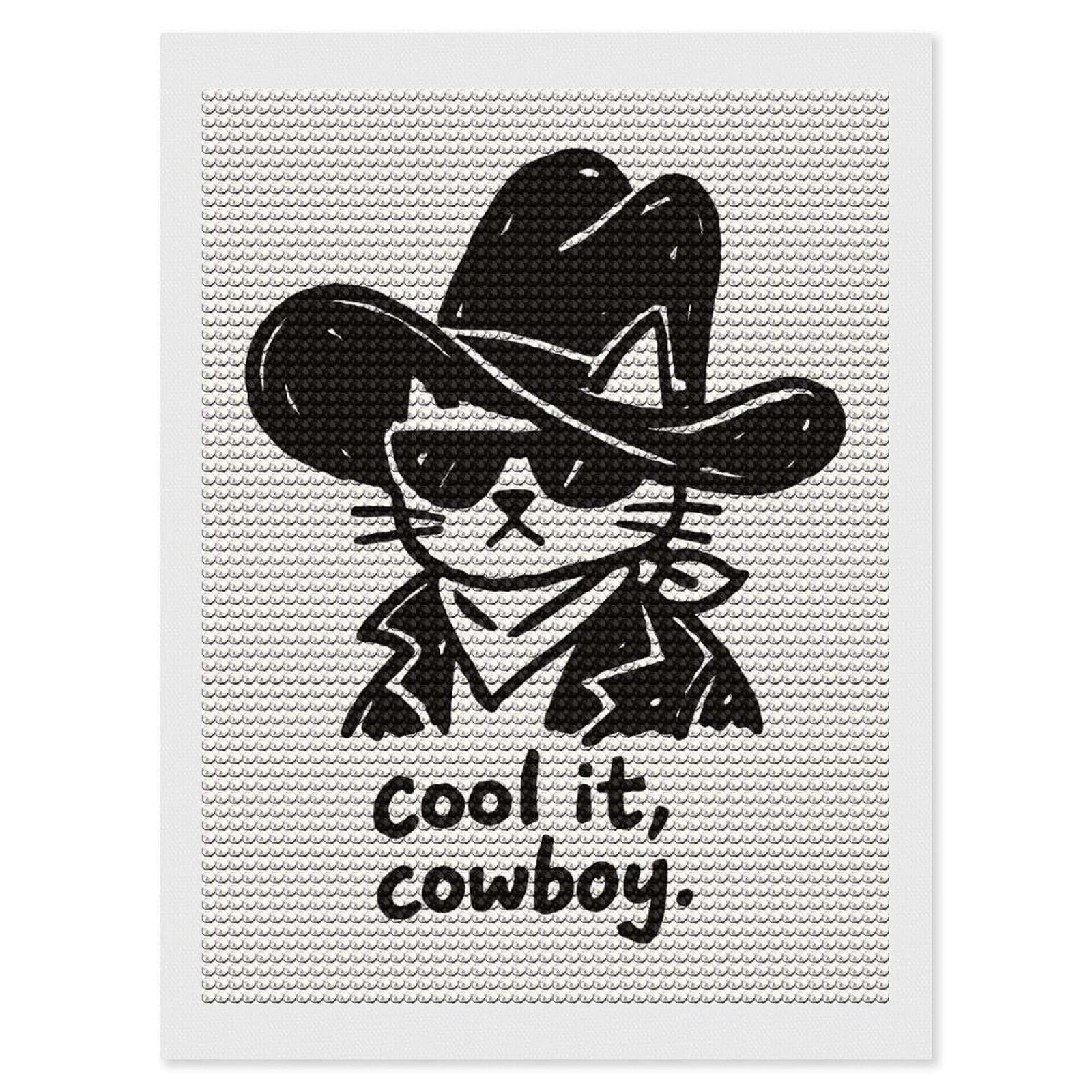 Junmoney Cool IT, Cowboy! Full Drill Diamond Painting Kit 12"x16", for Teens, Adhesive Canvas, Bedroom Decor, Holiday Gift Idea