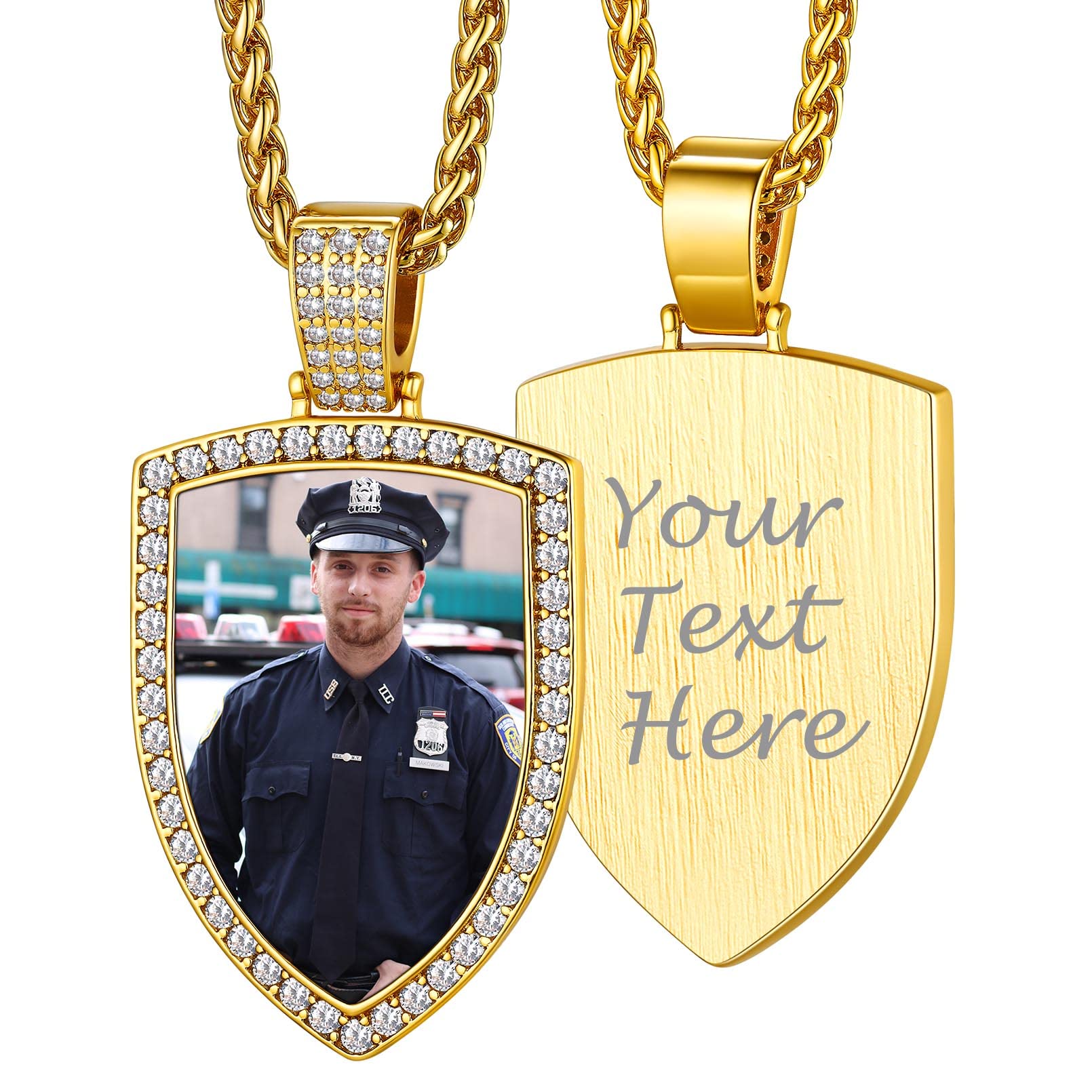 Custom4U Picture Necklace Personalized Photo Circle Chain for Men Women