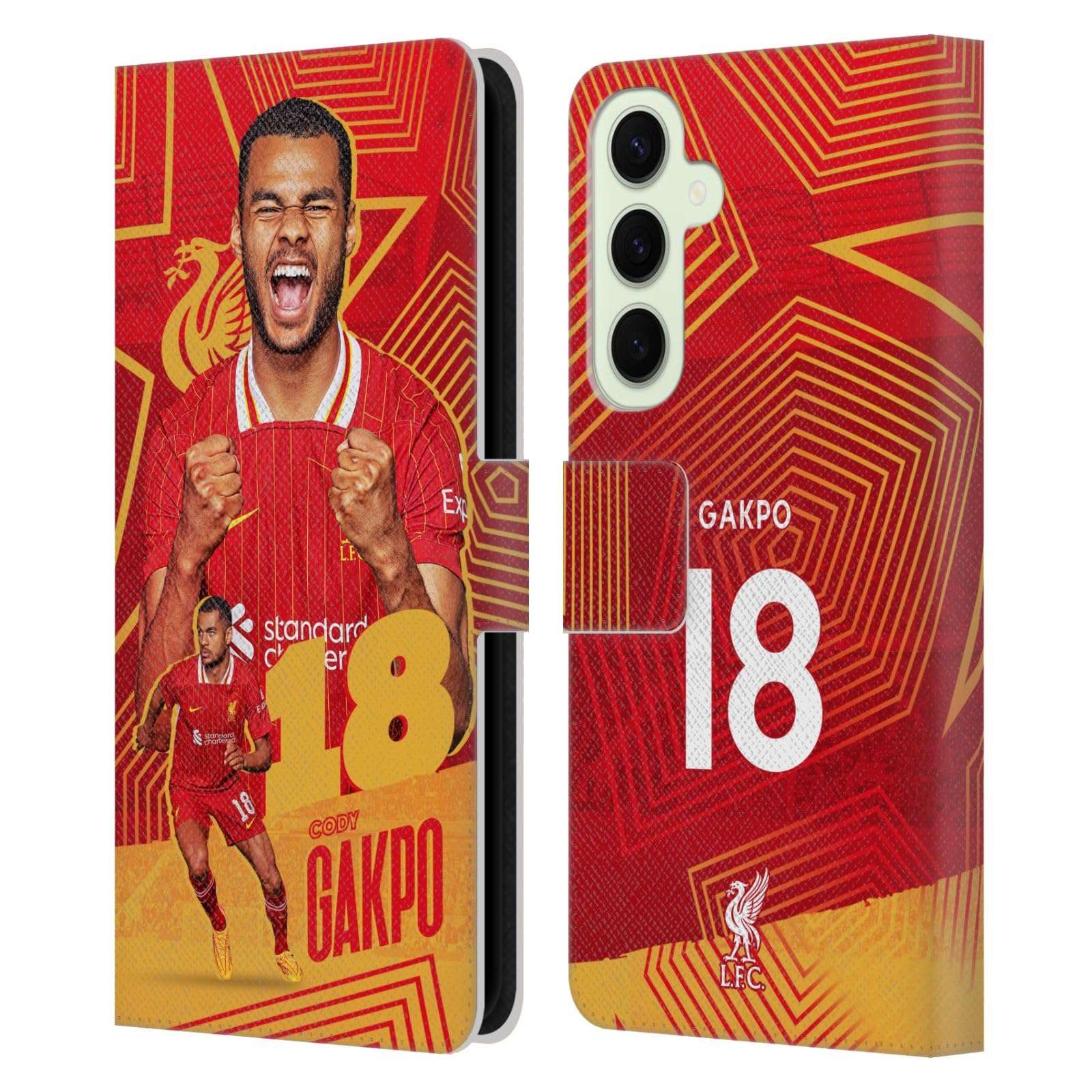 Head Case Designs Officially Licensed Liverpool Football Club Cody Gakpo 2024/25 First Team Leather Wallet Case Compatible With Samsung Galaxy S25+