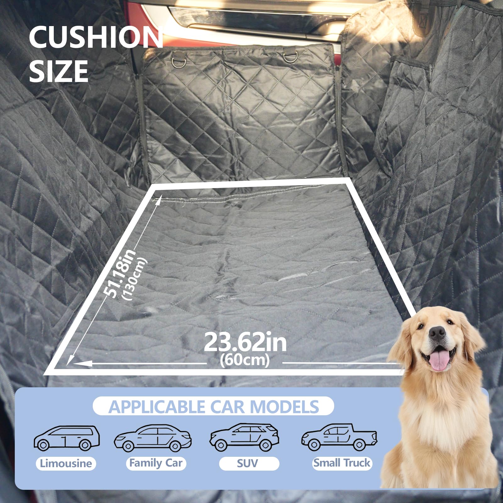 CoSofSLIP Dog Car Seat Cover for Pets Waterproof Seat Cover Hammock Scratch Proof Nonslip Back Seat Pet Bed Mat for Travel Durable Soft Back Seat Covers for Cars Trucks and SUVs (23.5 x 51 inch) - image 5