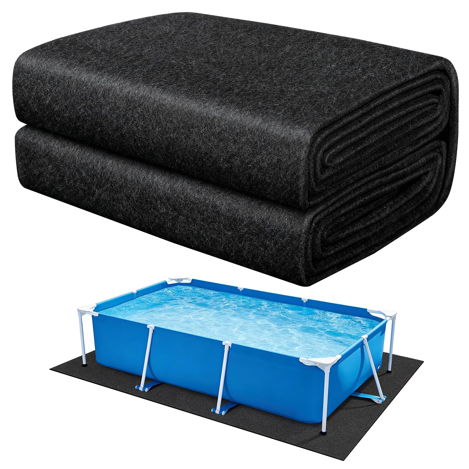 ComfyKit 11x7.5ft Rectangular Pool Liner Pad for Above Ground Swimming Pools - 220g/㎡ Thickened Under Pool Mat Padding,Pools Bottom Liner Protector to Prevent Punctures & Extend Liner Life