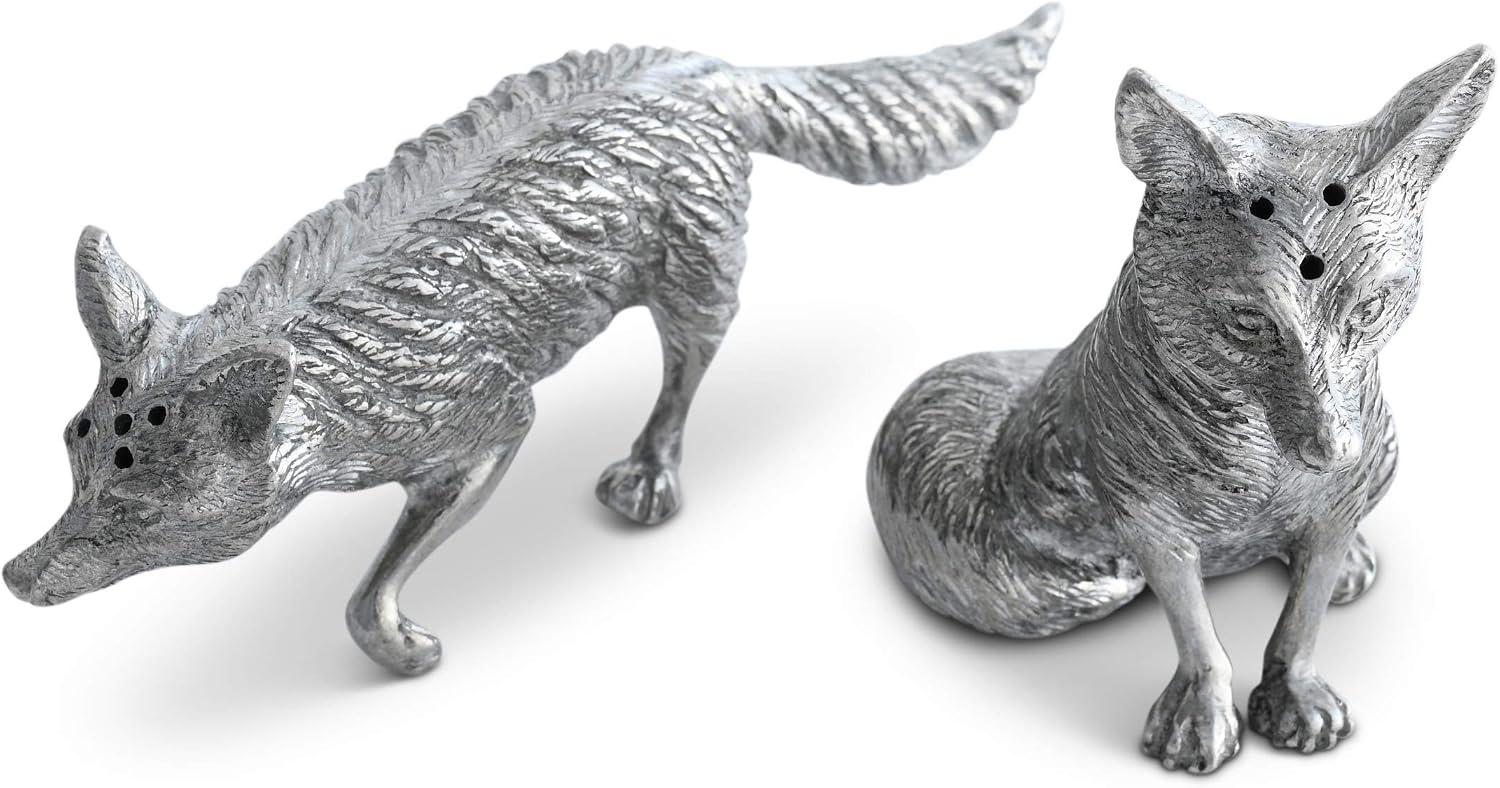 Vagabond House Pewter Foxes Hunting Salt & Pepper Shaker Set 2.5 inch Tall