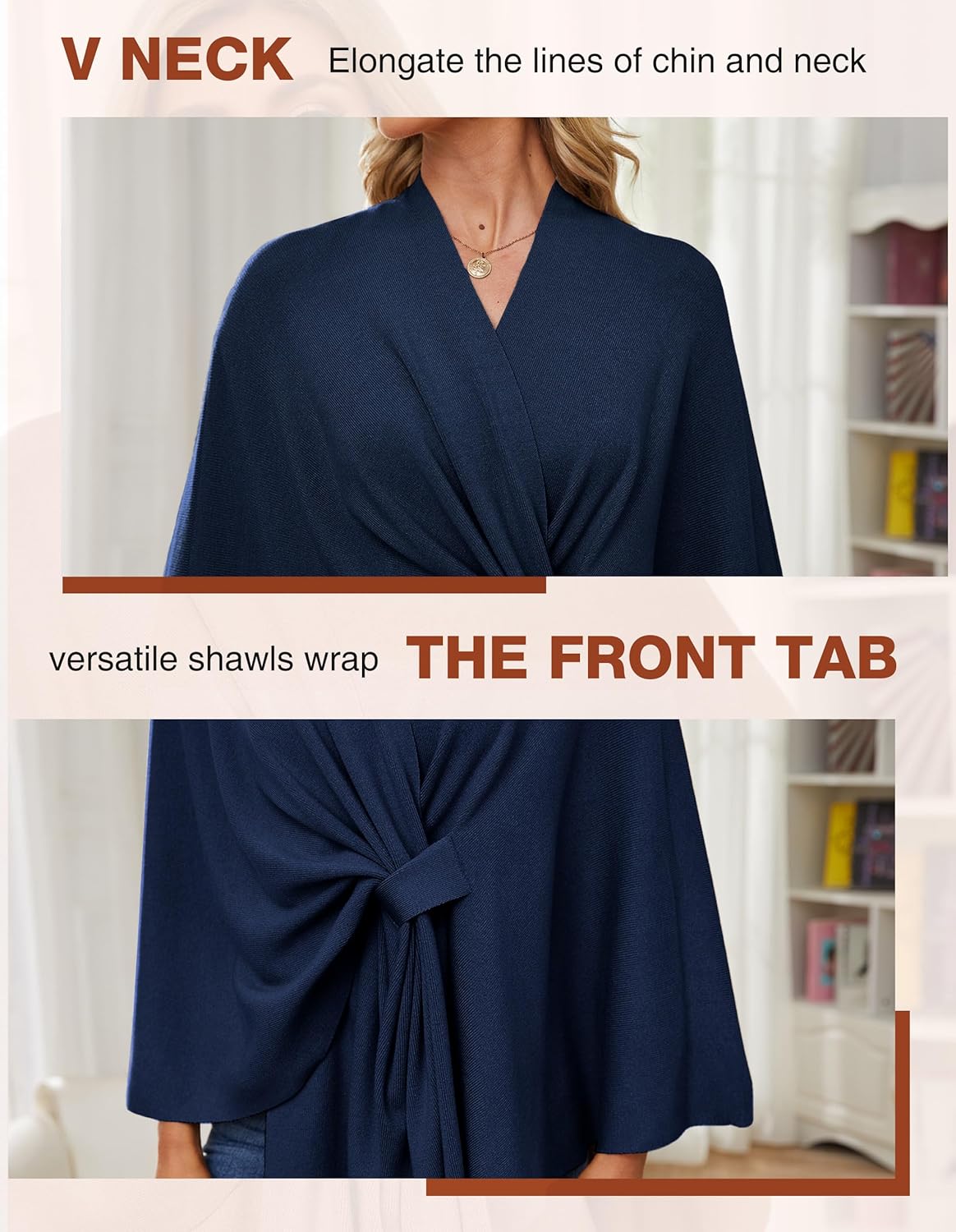 PULI Women's Elegant Shawl Wraps Soft Open Front Poncho Sweater for Spring Fall Winter - Image 5