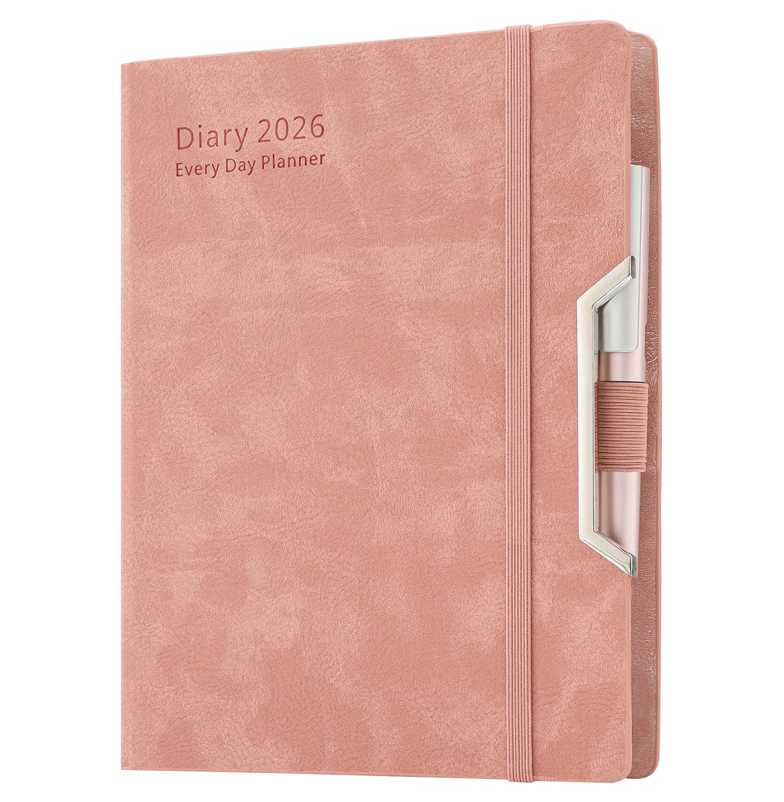 Academic Diary 2026,Diary 2026 Day Per Page, Hardcover Organized from Jan 2026 to Dec 2026, Agenda A5 Daily Monthly Planner with Monthly Tabs, Inner Pocket,Pen,Pen Loop,Stickers (Pink) - Image 2