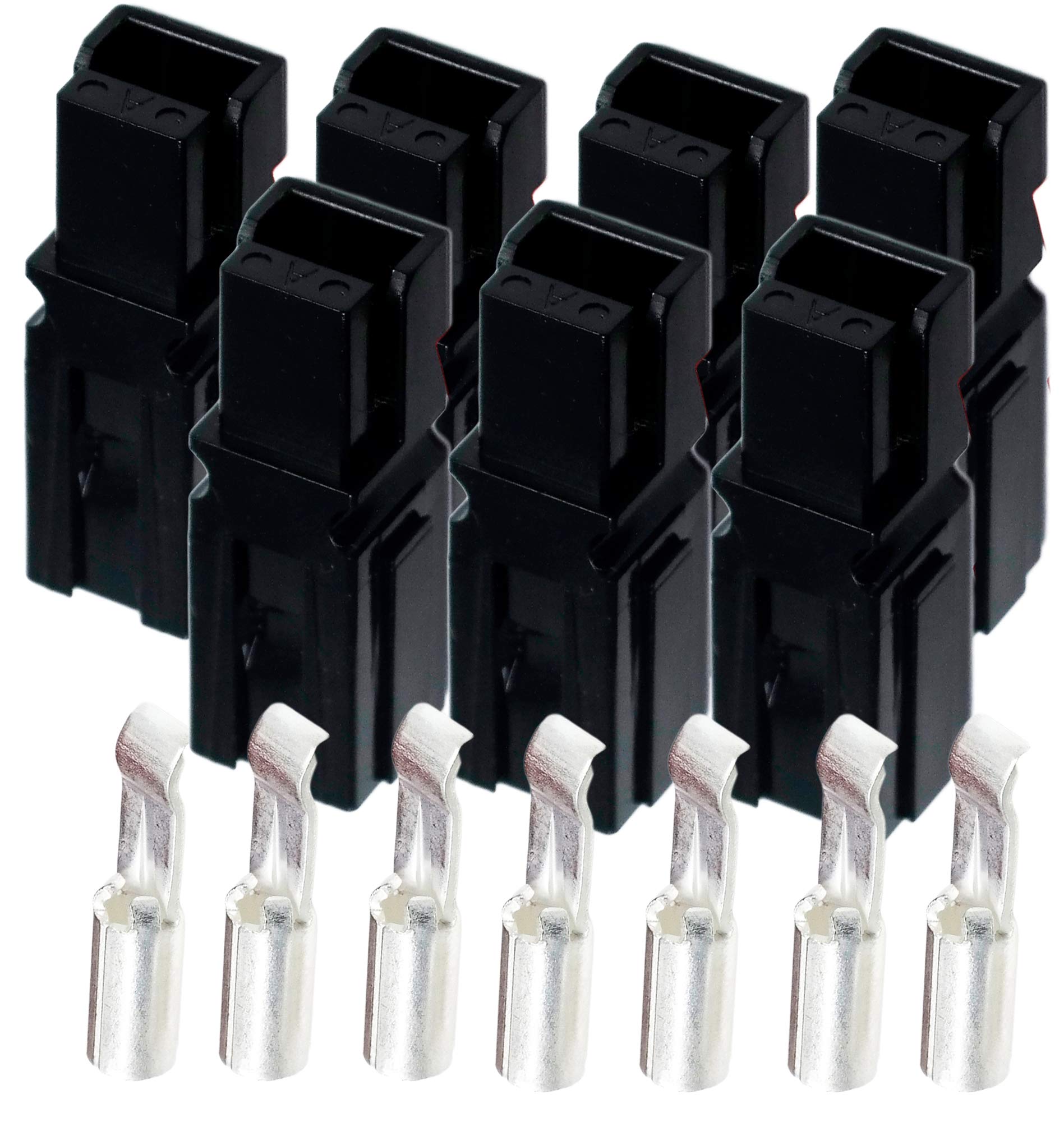 30 Amp Anderson Powerpole Connectors, PP15 to 45, Black, w/12-16 AWG Heavy Duty Contact 30A, 600V (Pack of 7)