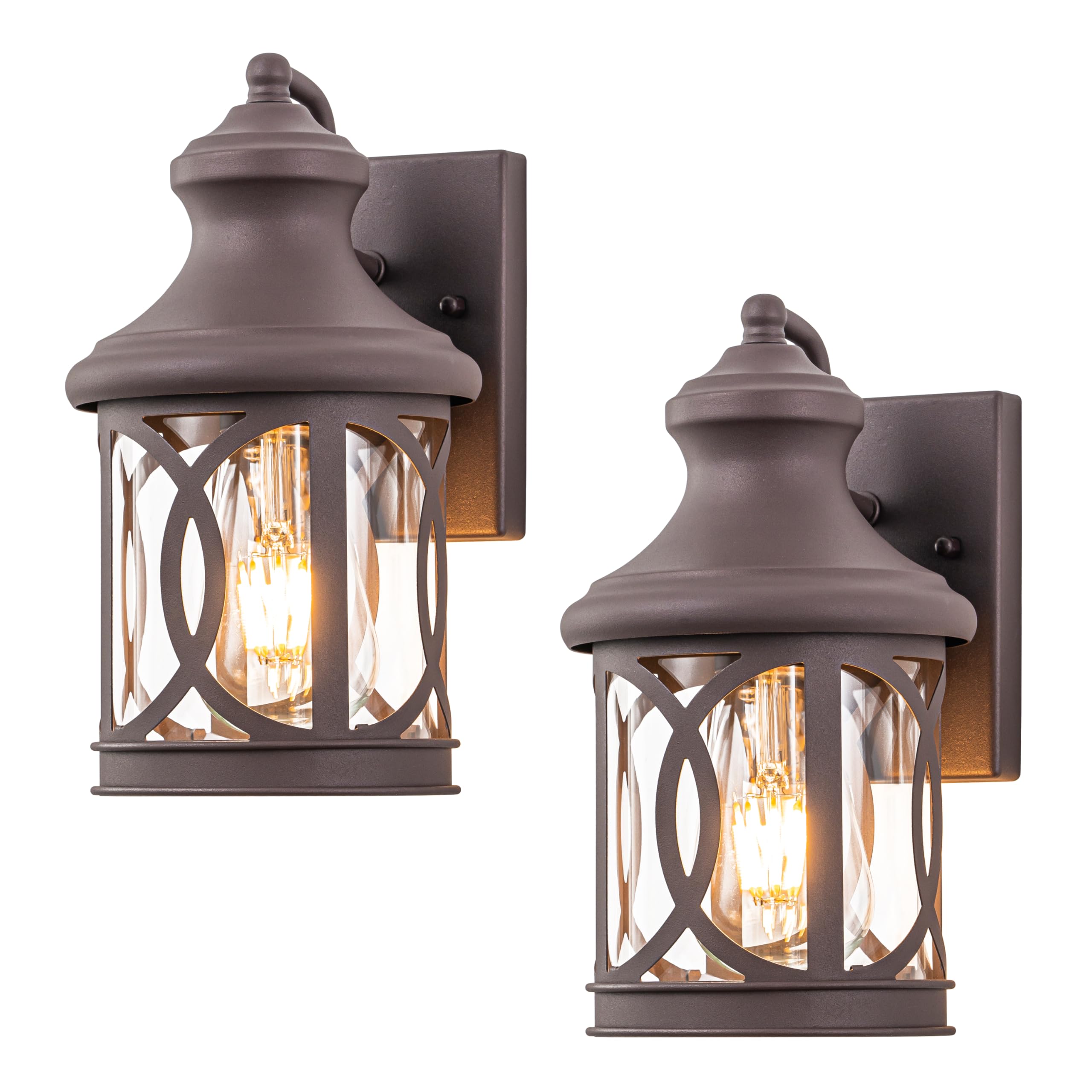 Photo 1 of Laplusbelle 2-Pack Outdoor Wall Lights, Porch Lights, Waterproof Outdoor Wall Sconce, Exterior Light Fixture Bronze Finish with Clear Glass Shade for Garage Patio Front Door Balcony, 12in.
