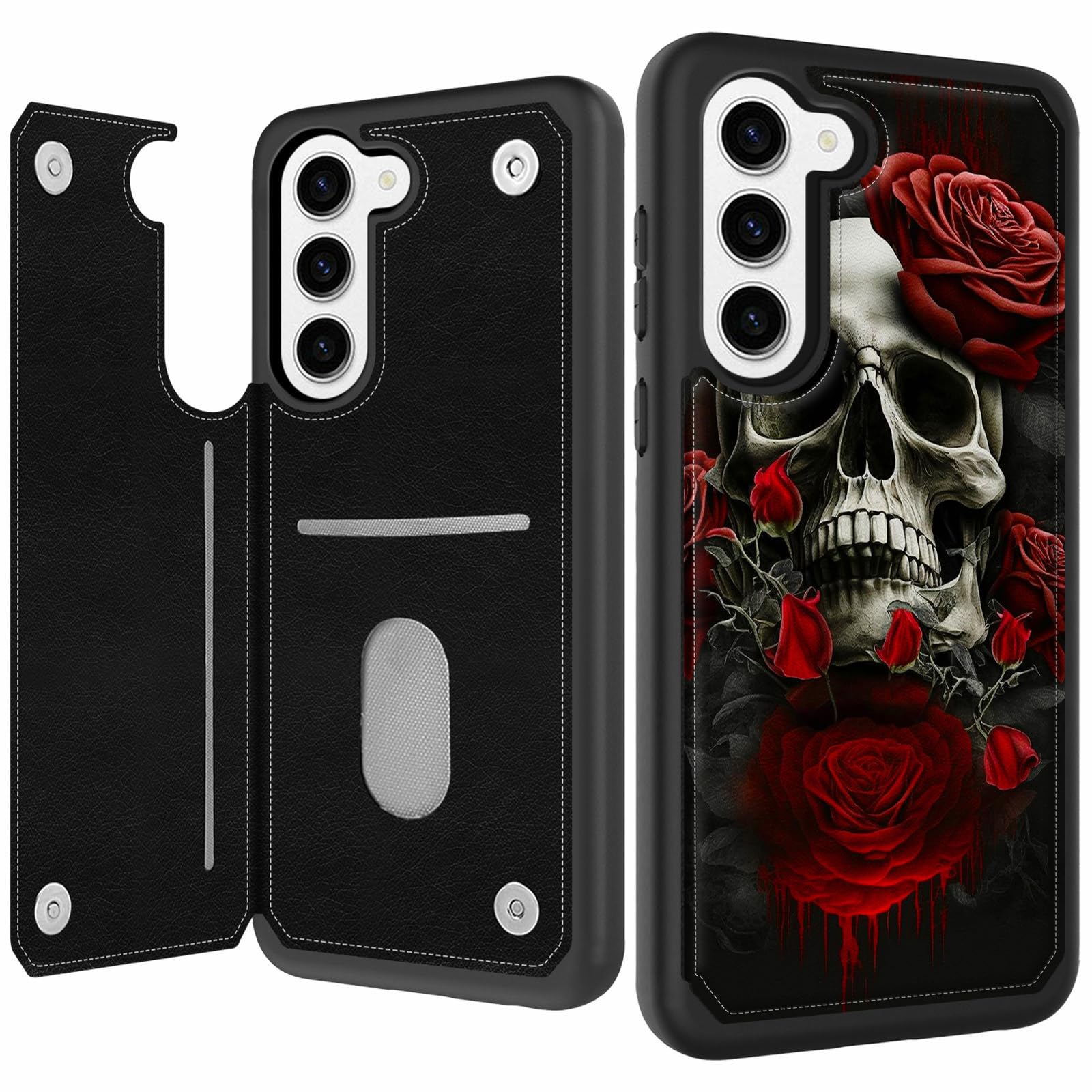 BPQOJB for Samsung Galaxy S24 Plus Case Wallet Cover with Card Holder PU Leather Magnetic Buckles Kickstand Cover Protection Phone Case for Samsung
