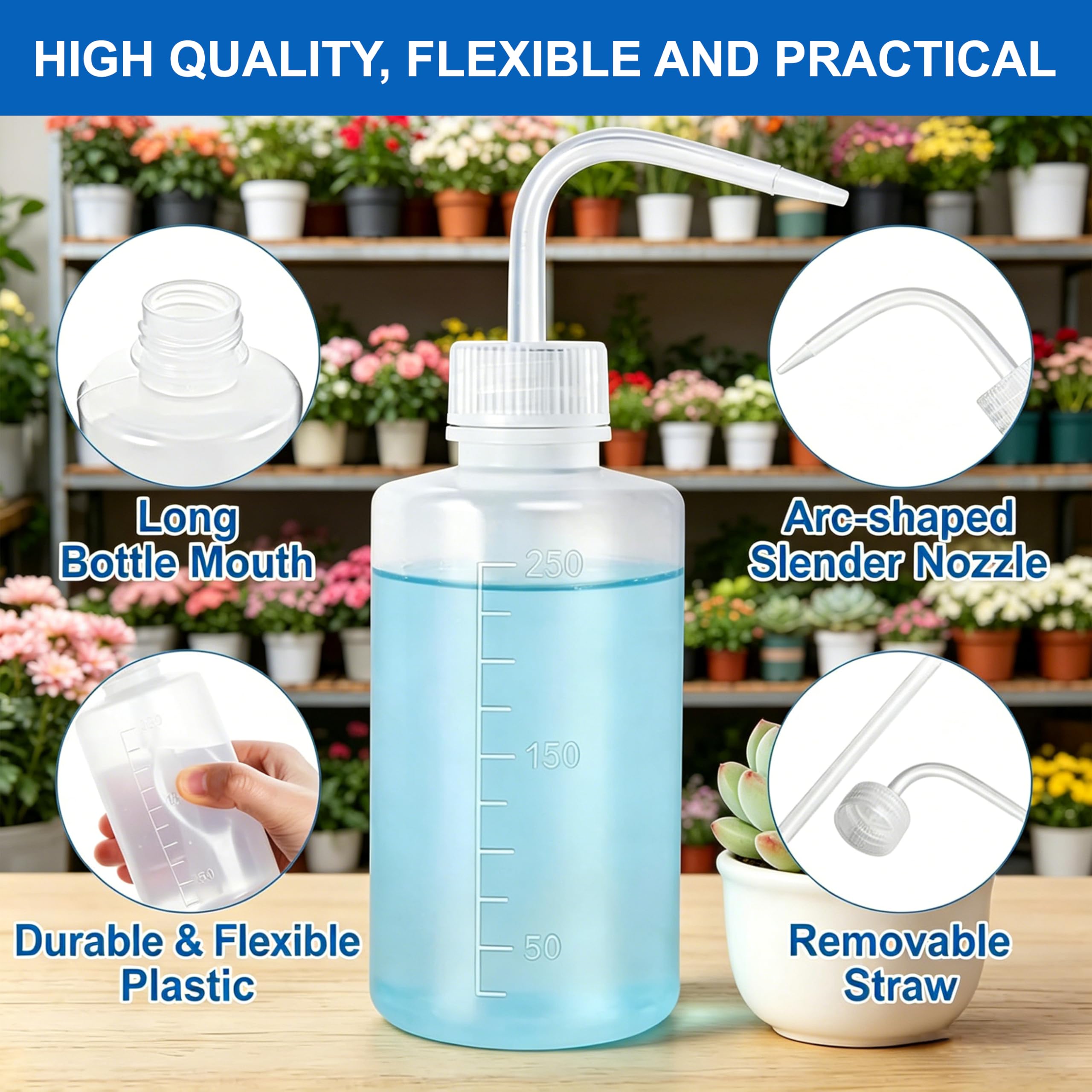 Botellas de Lavado 500 ml, Plástico Transparente, Squeeze Wash Bottle con Embudo para Laboratorio