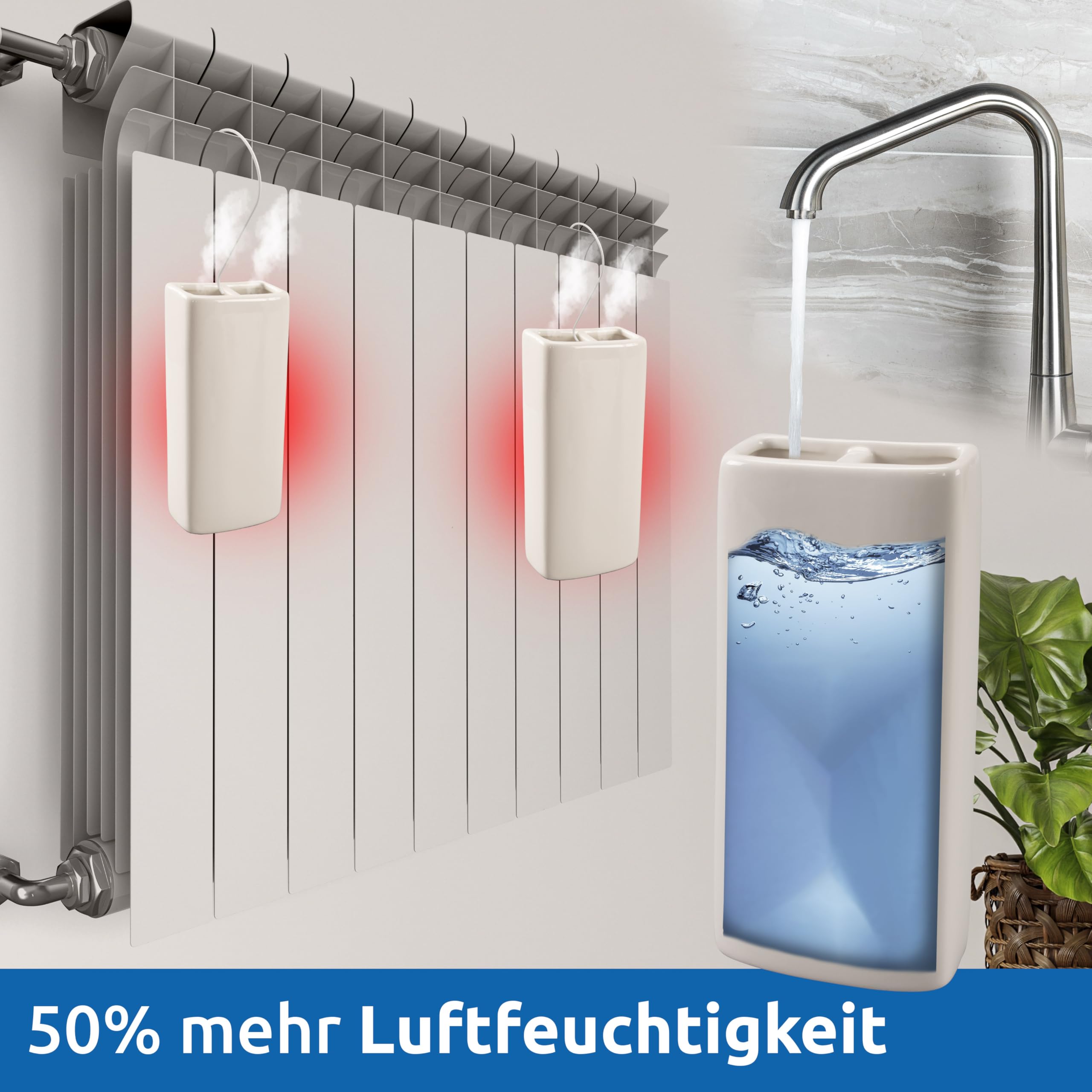 Witte verwarming waterverdamper 20 cm - Waterverdampers voor de verwarming