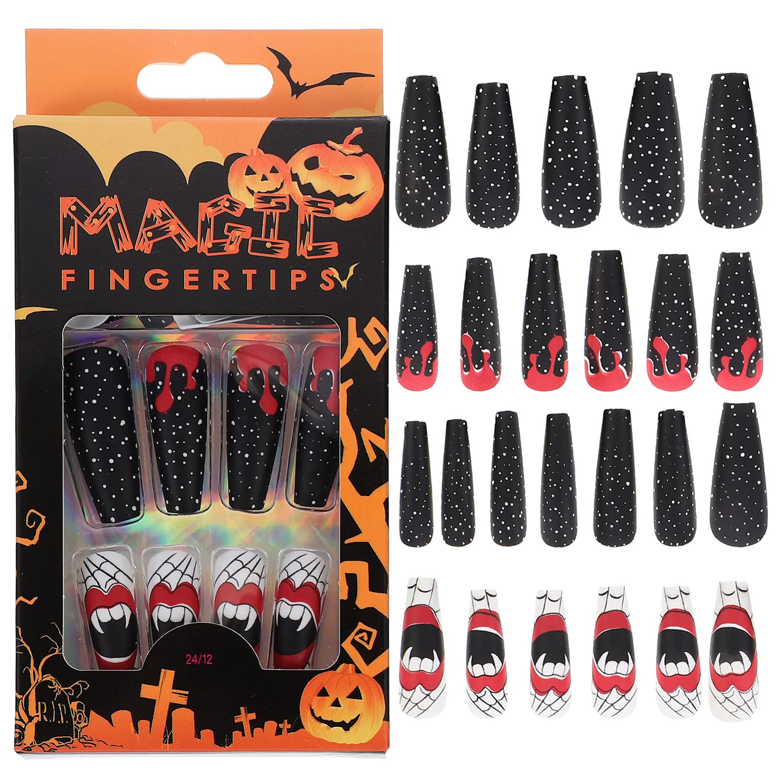 LALAFINA 240 Pz unghie finte fake nails decorazioni unghie decorazioni per unghie nail art manicure unghie decorazioni decorazione unghie Halloween plastica