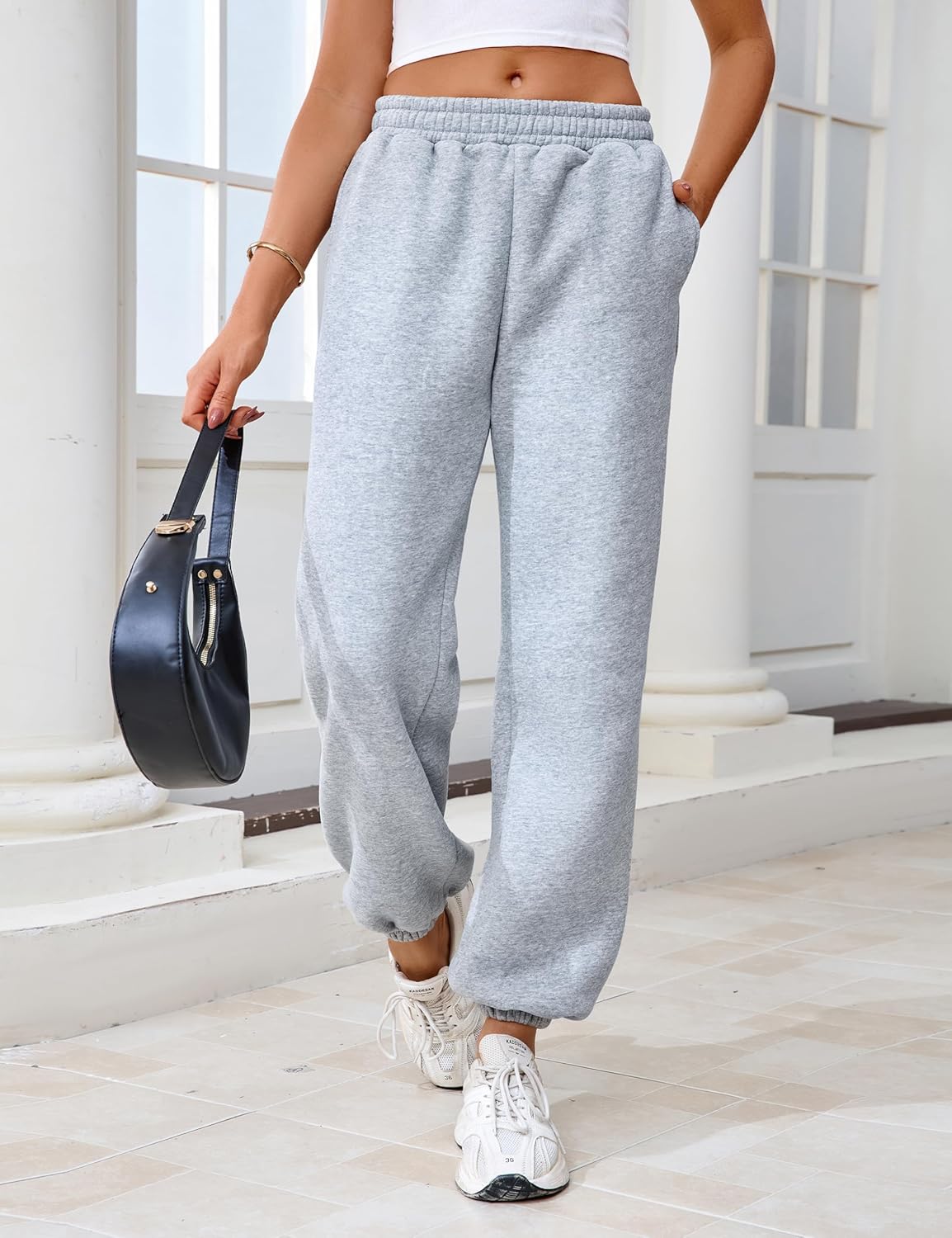 Sweatpants Womens Fleece-Lined Baggy Lounge Pants Active High Waisted Comfy Joggers for Women Fall Clothes - Image 3