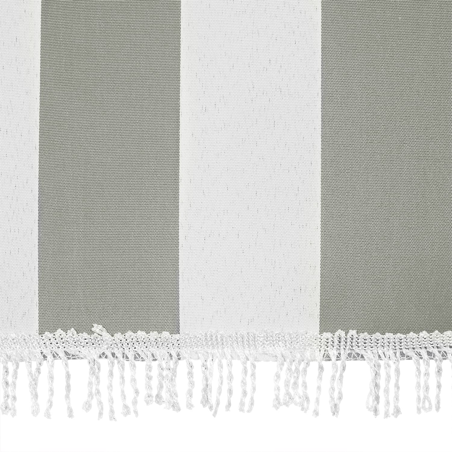 Toldo de sombreo casa Oficina con Kit Ganchos Anillas Tejido Resistente antidesgarros para Exterior Porche balcón Puerta Ventana jardín cenador Lavable Color Gris y Blanco a Rayas 145 x 250 cm (9)