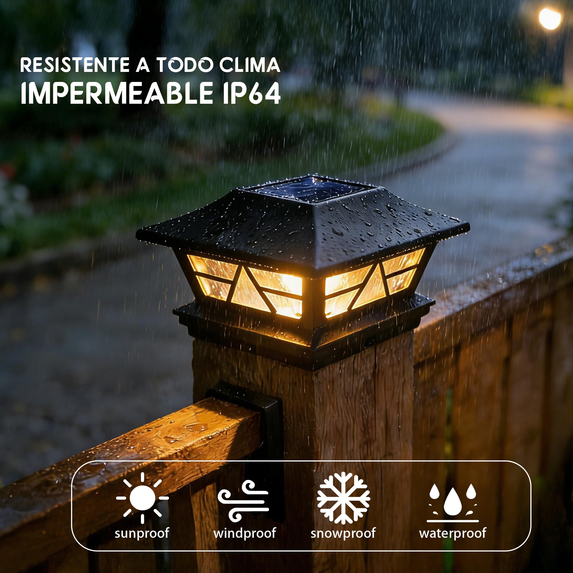 TW SHINE Solar-Zaunpfostenleuchten für den Außenbereich, 2 Modi, wasserdicht, warmweiß/kaltweiß, für Hof, Garten, Veranda, Terrasse, Dekoration, für 4 x 4, 5 x 5, 6 x 6 Holzpfosten, 6 Stück