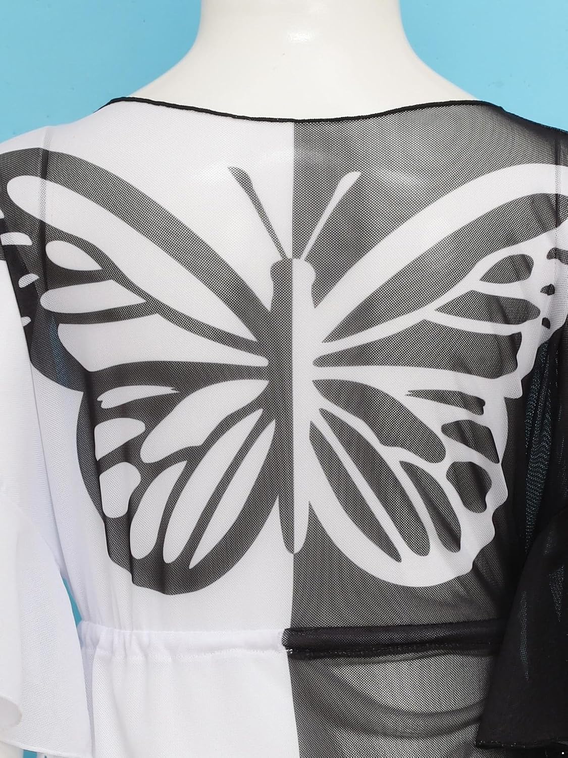 TiaoBug Girls Butterfly Chiffon Swim Cover Up Ruffles Short Sleeve Bikini Wrap Swimsuits Swimwear