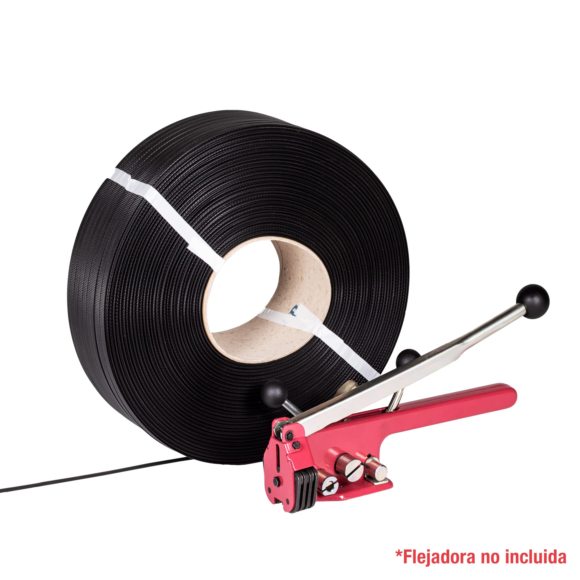 Precifilm Fleje Plastico - Rollos de Polipropileno para Embalajes Ligeros y Medianos de Gran Volumen - Fleje para Atar Cajas de Cartón y Palés de Madera - 12-13mm x 0,8mm - 1200 Metros (Negro)