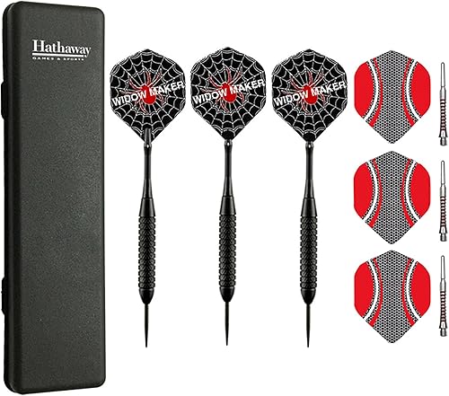 Hathaway Widow Maker - Dardos de punta de acero (3 juegos), color negro, rojo (BG1055)