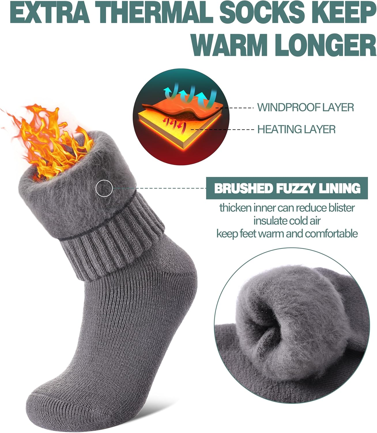 LANLEO Women Men Thermal Socks Warm Winter Extra Thick Insulated Heated Ski Crew Boot Socks for Cold Weather - Image 5